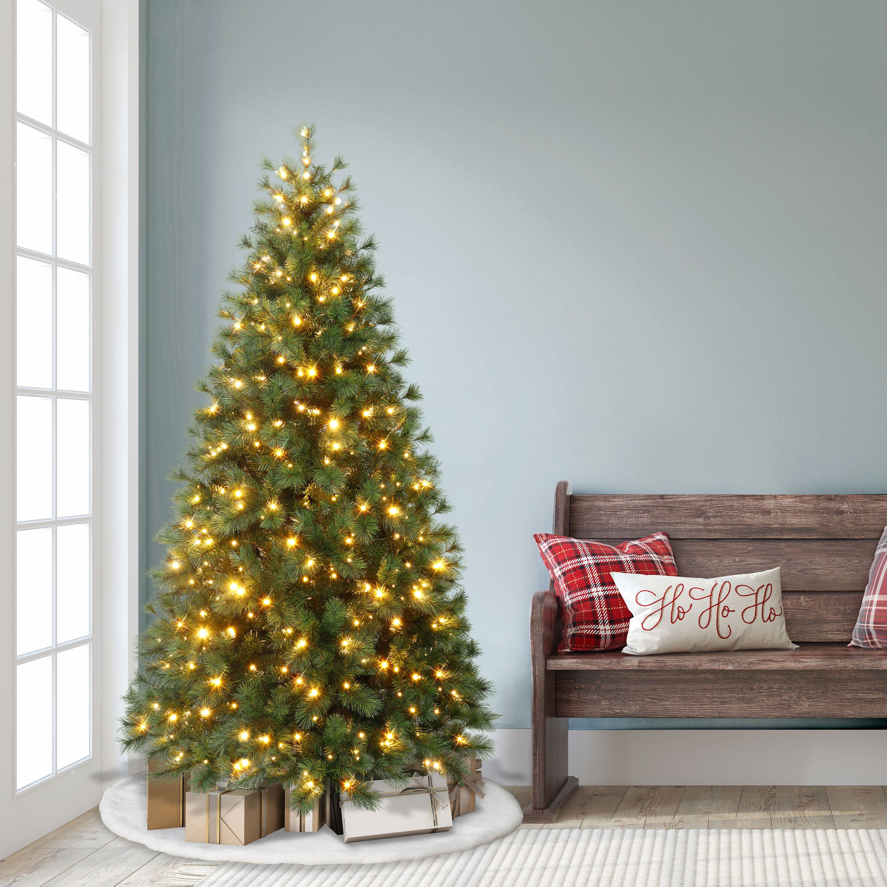 6.5ft. Pre-Lit Colorado Pine Artificial Christmas Tree, Dual Function LED Lights