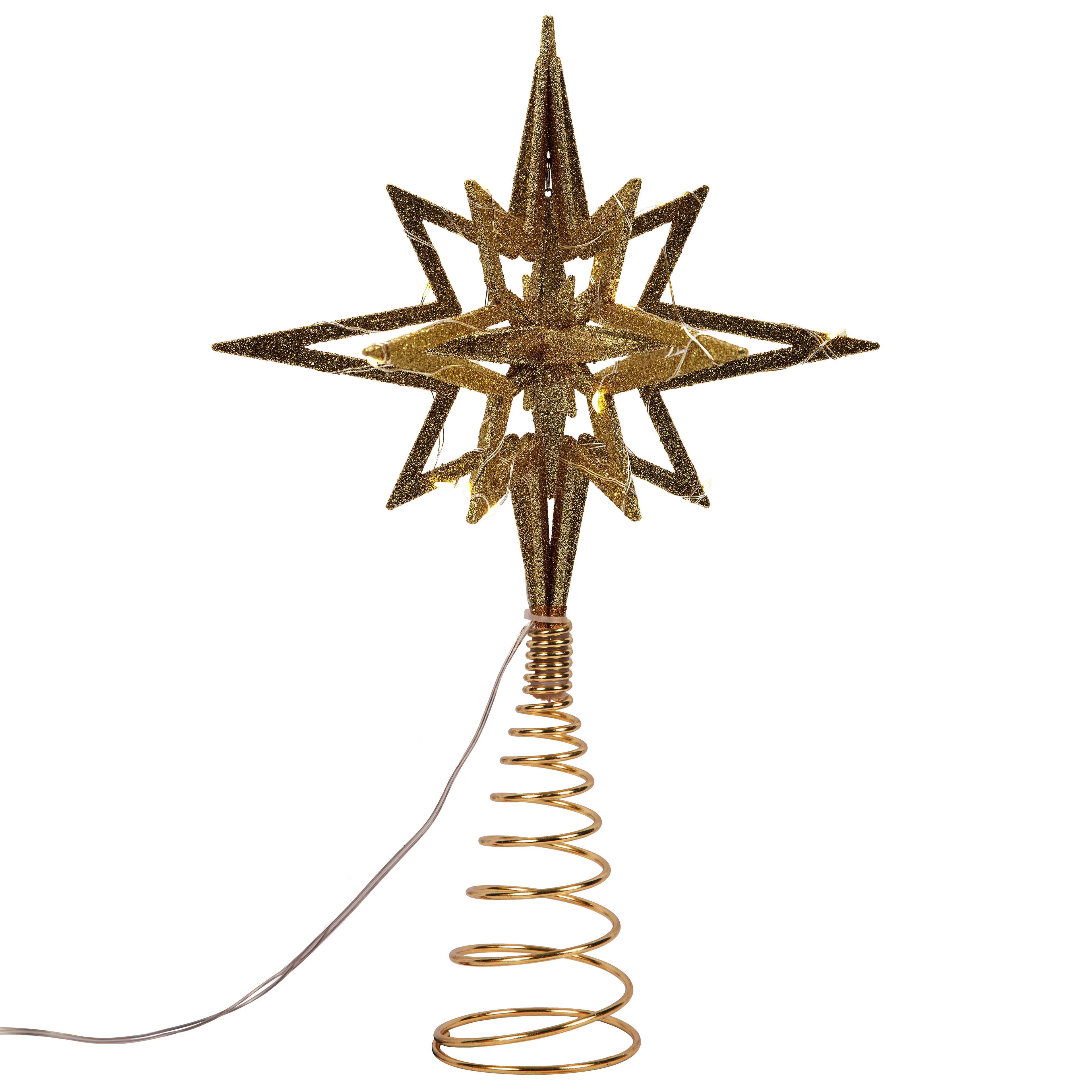 15ct. Warm White LED Gold Glitter 3D Tree Topper by Ashland&#xAE;