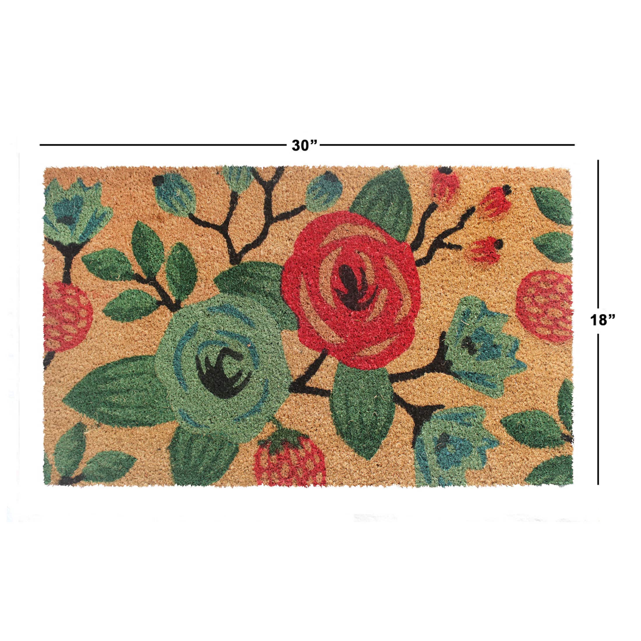 RugSmith Multicolor Machine Tufted Roses Doormat