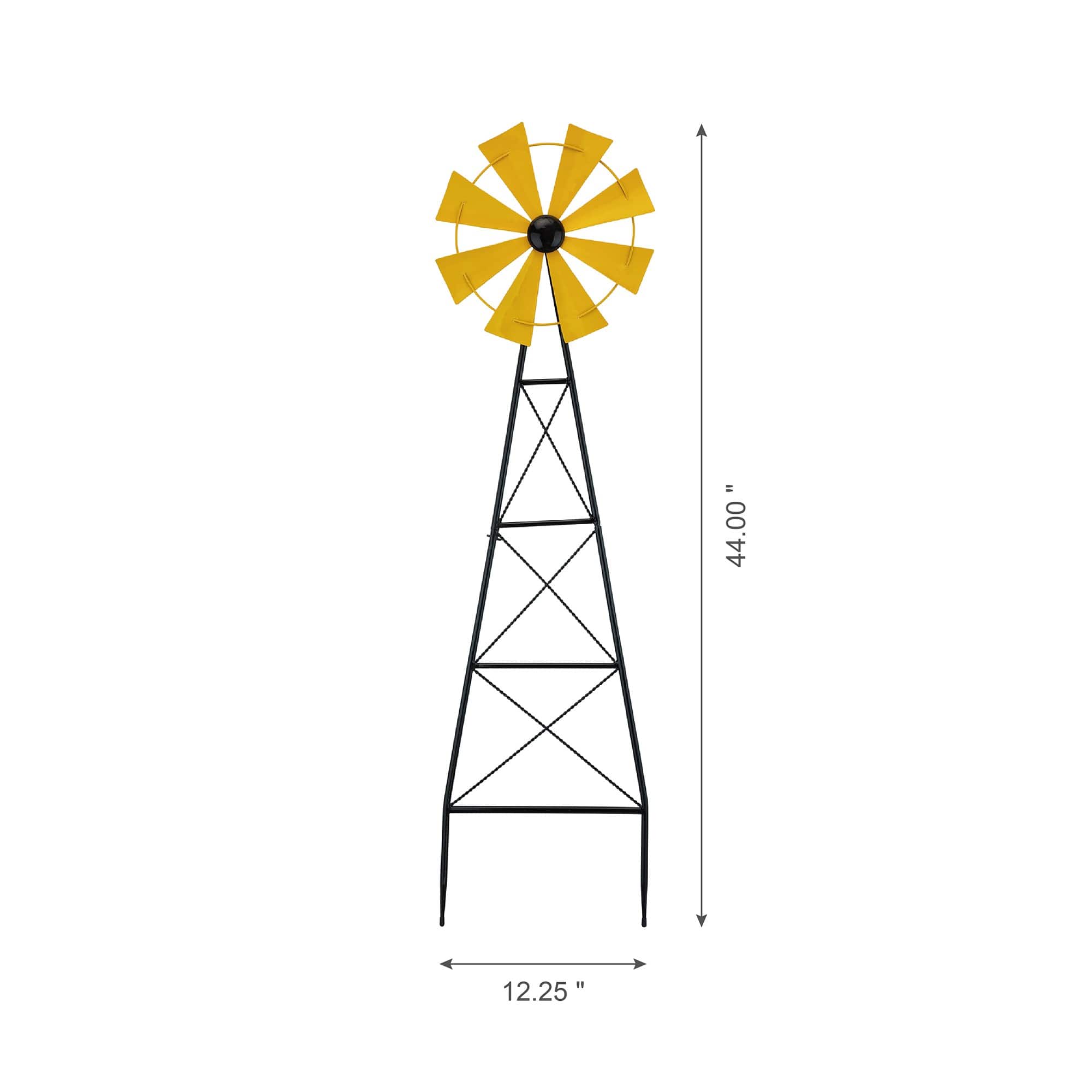 Glitzhome&#xAE; 3.5ft Yellow Metal Wind Spinner Yard Stake