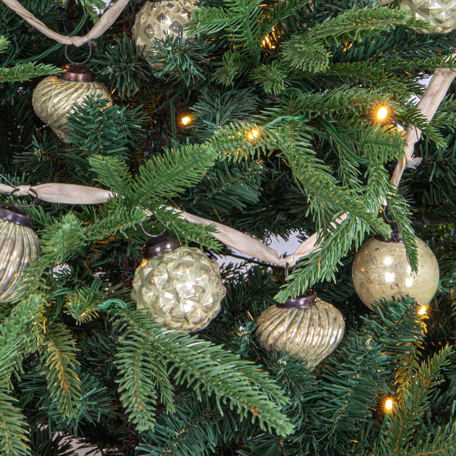 Hello Honey® 6ft. Cream Embossed Mercury Glass Ball Ornament Garland