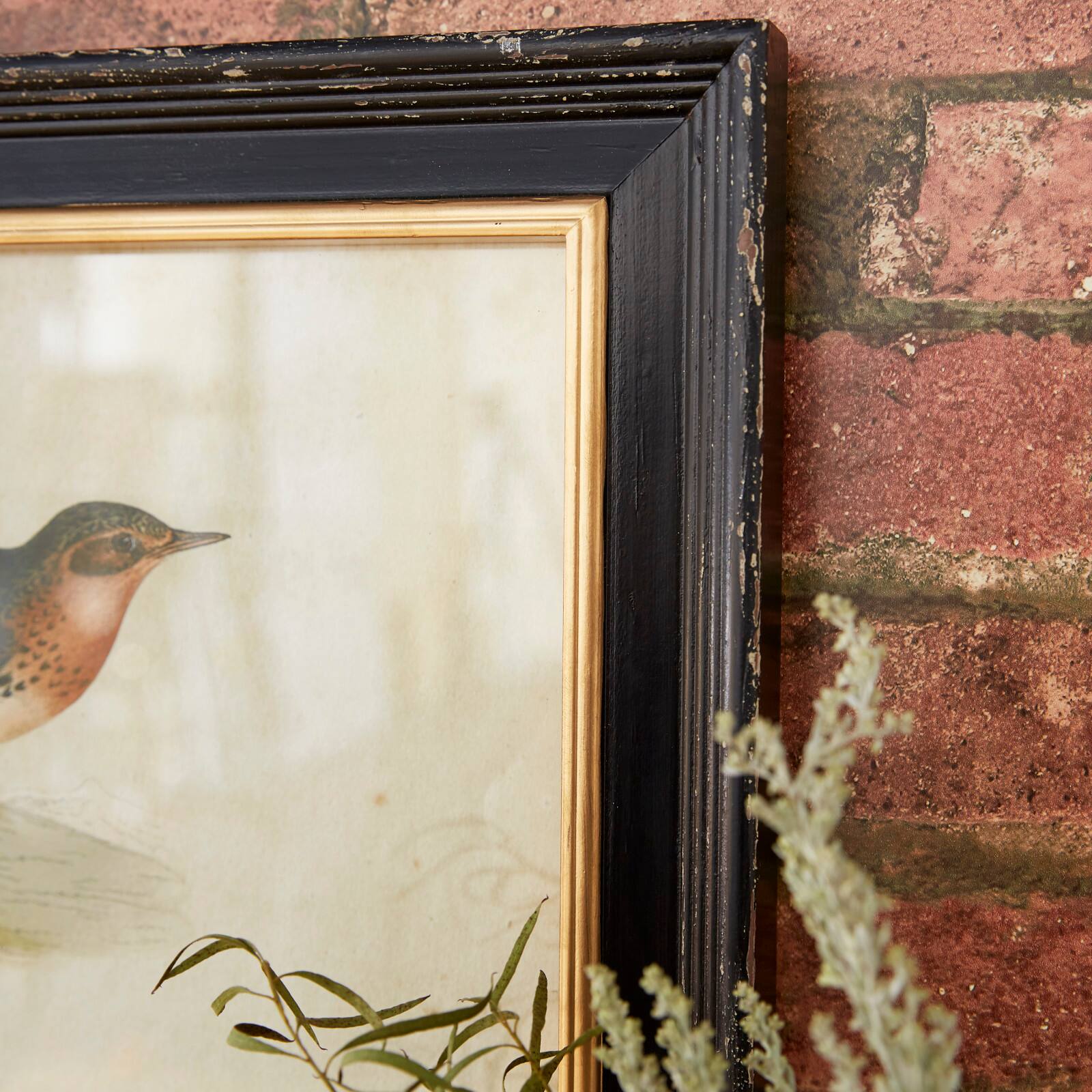 Black Wood Farmhouse Cottage Birds Wall Art Set