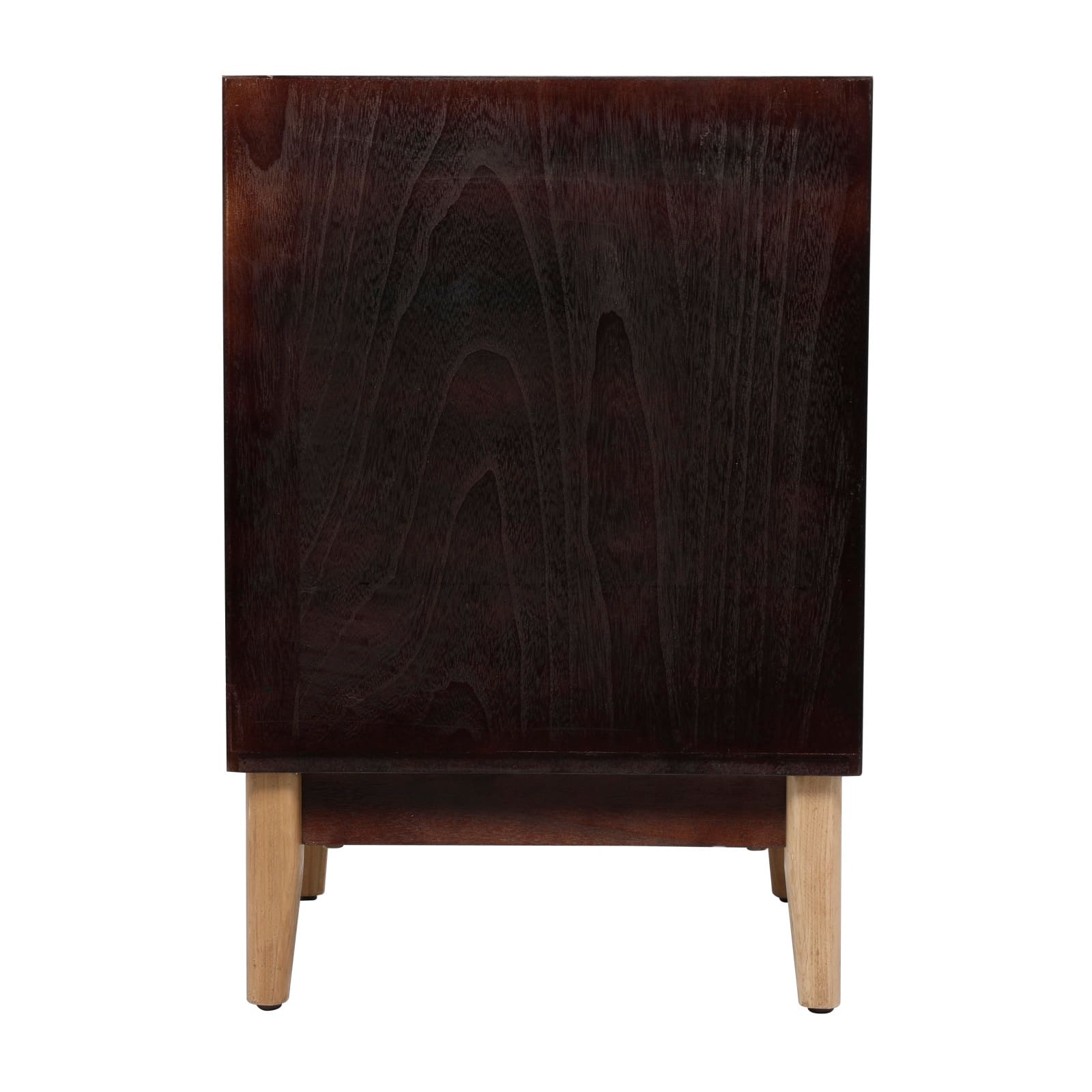 Wood Accent Table with Cane Front Drawer & Gold Handle