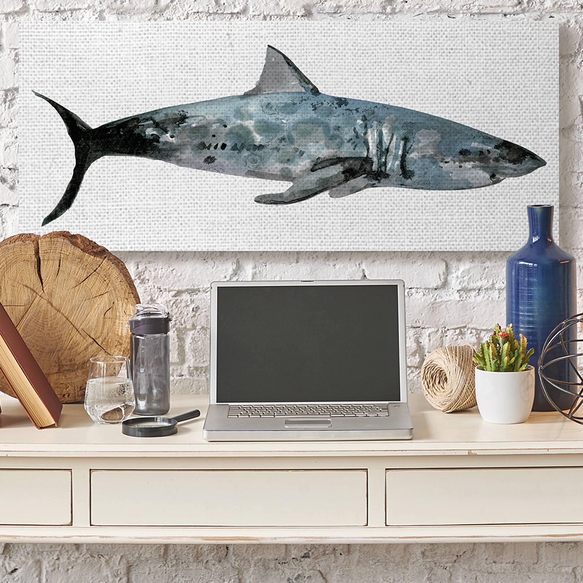Stupell Industries Watercolor Shark Canvas Wall Art