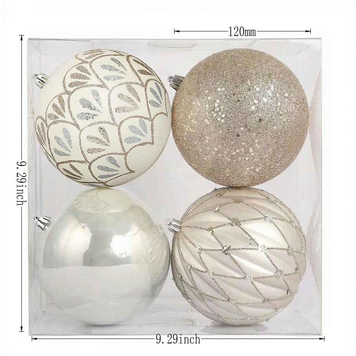 Assorted 4 Pack 4.7&#x22; Champagne &#x26; Silver Shatterproof Ball Ornaments, 1pc. by Ashland&#xAE;
