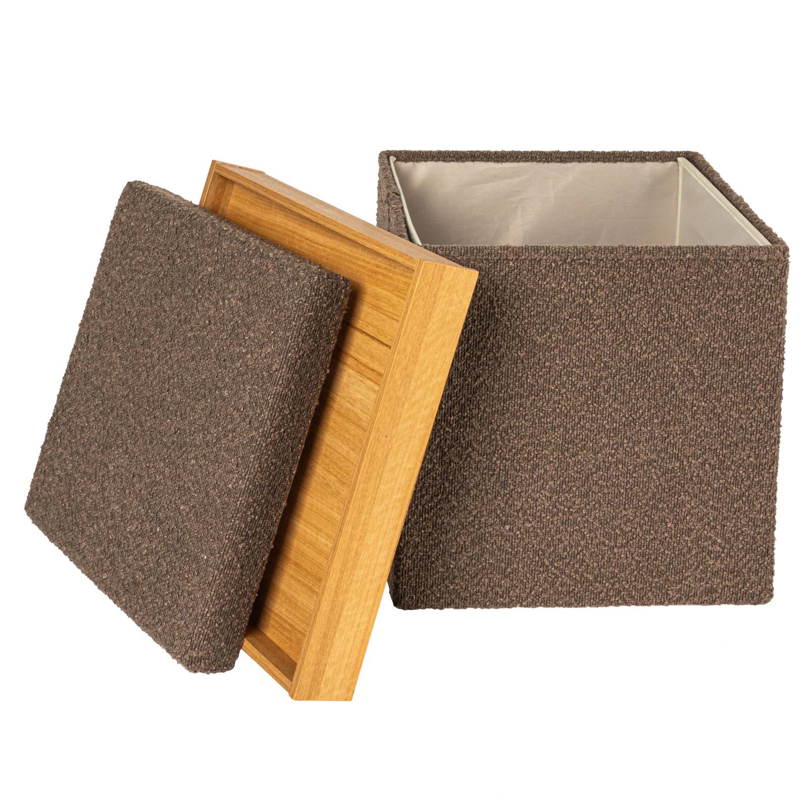 Household Essentials Versatile Boucle Ottoman with Hidden Storage