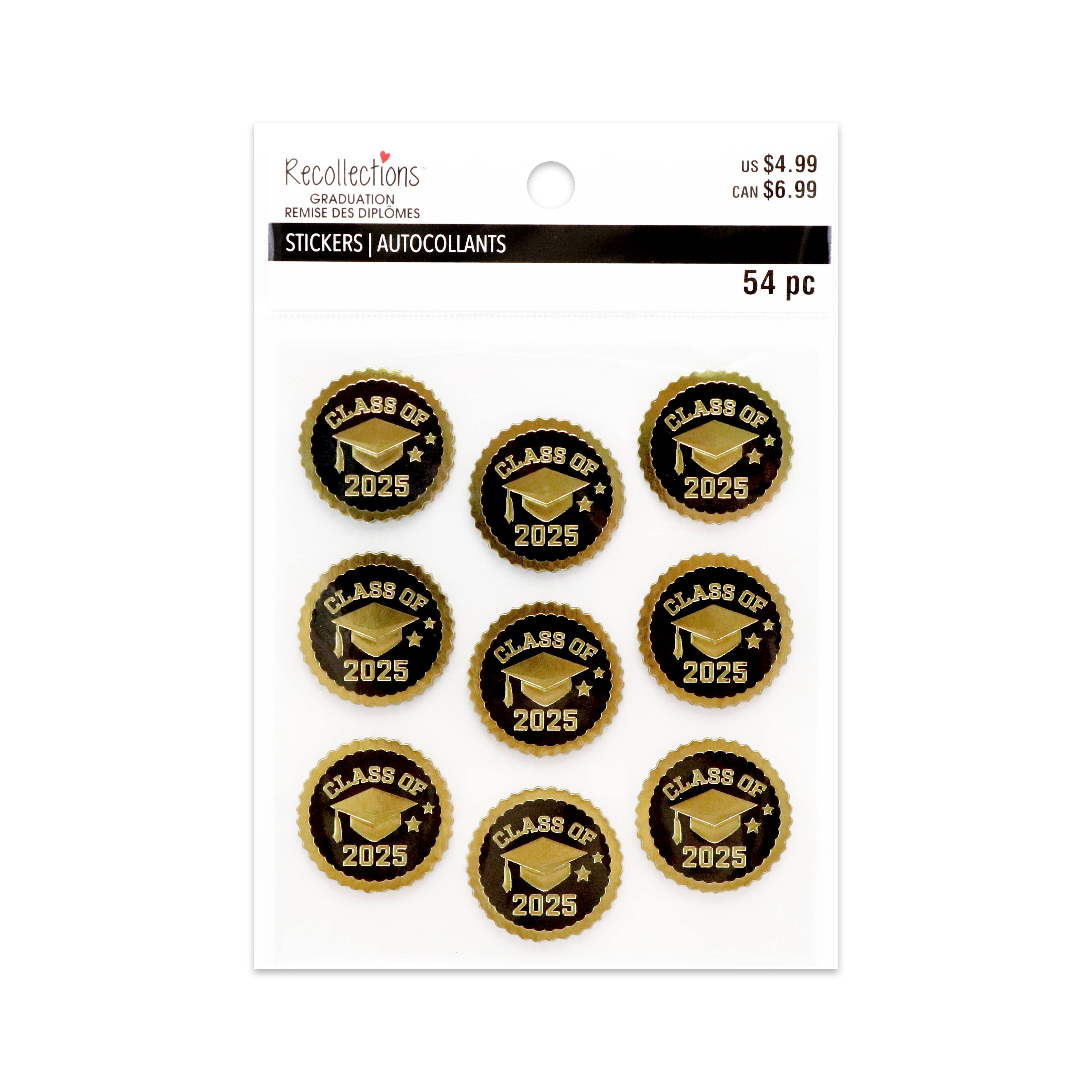 Black & Gold Graduation Envelope Seals, 54ct. by Recollections