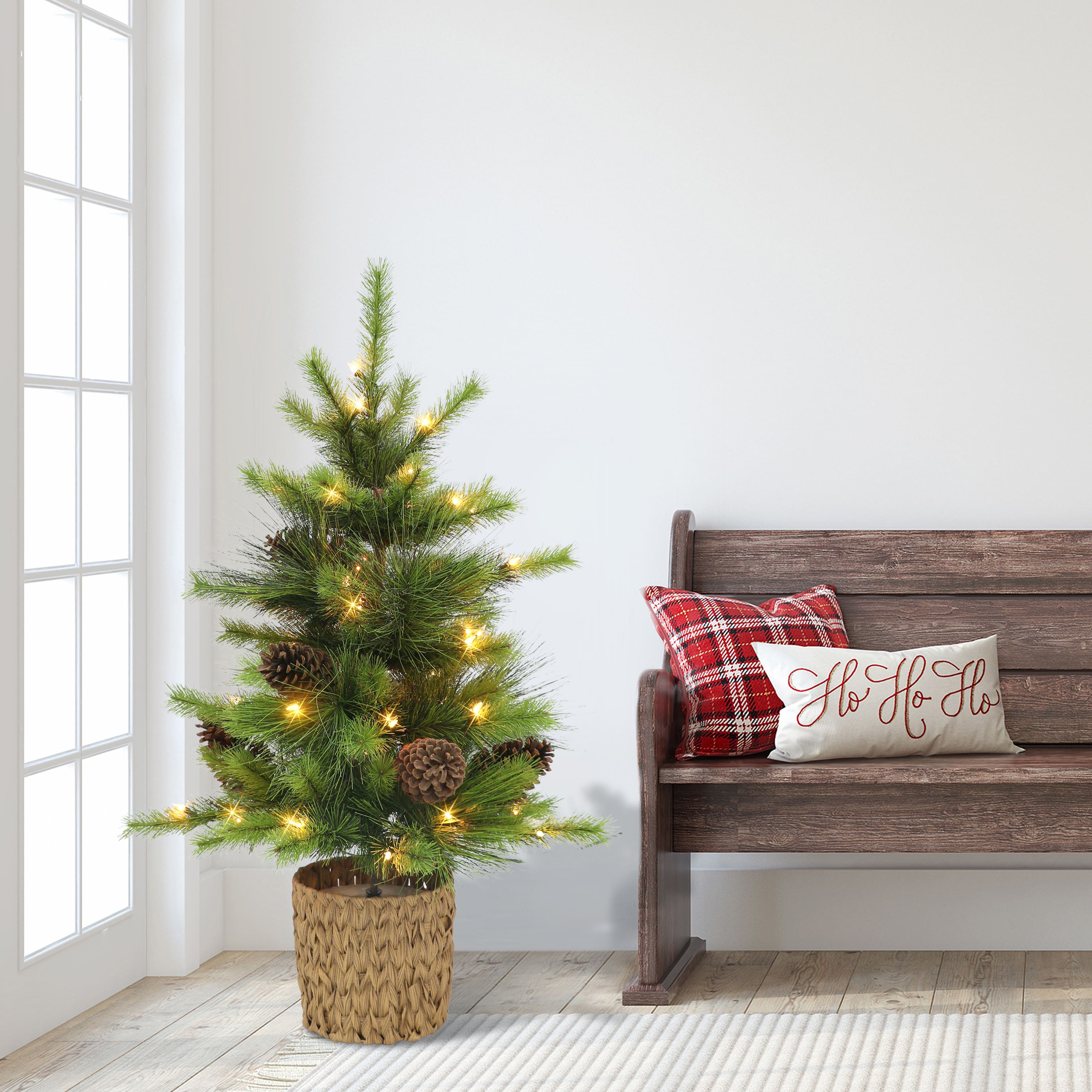 3.5ft. Pre-Lit Potted Artificial Tree, Clear Lights