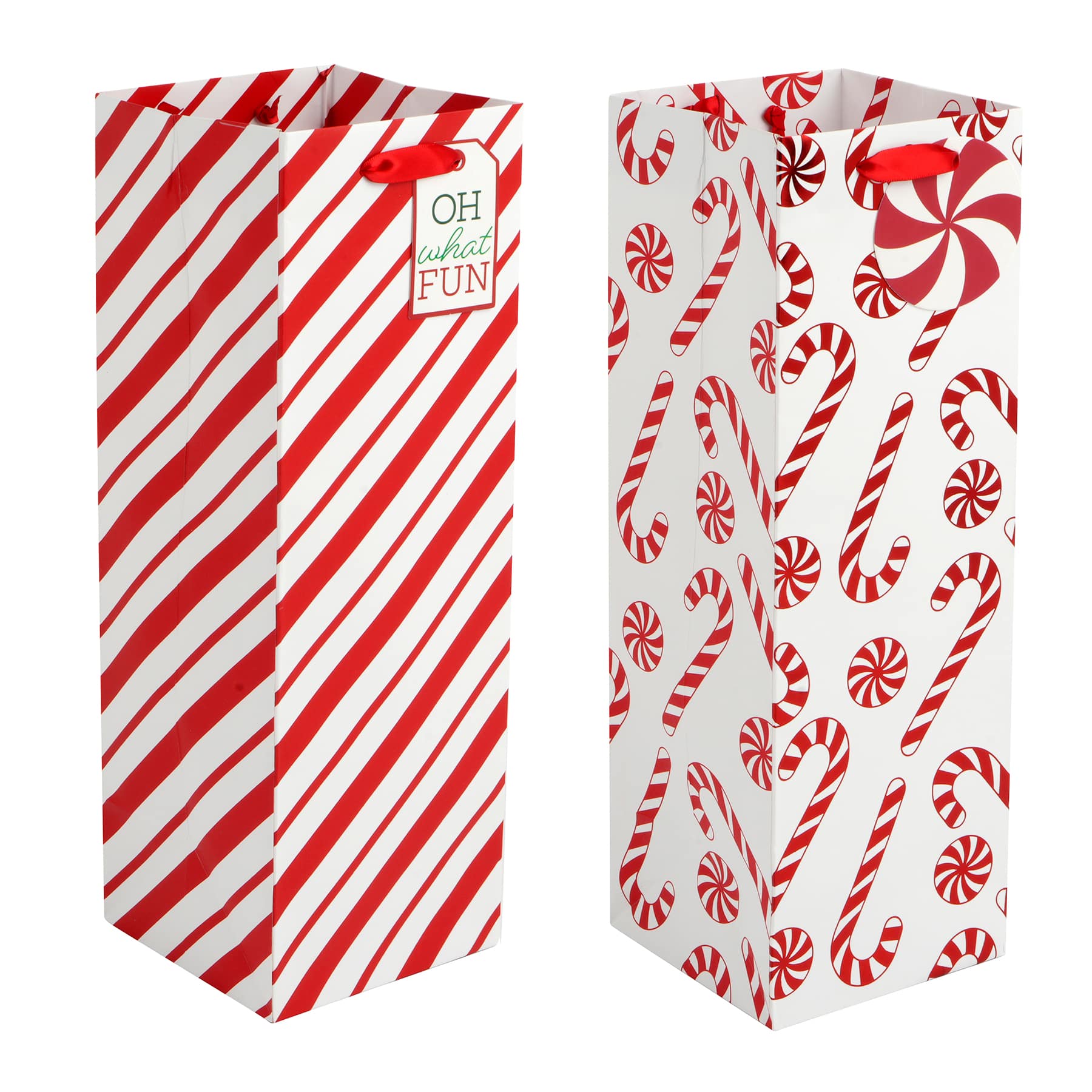 Red &#x26; White Stripes Wine Bags, 2ct. by Celebrate It&#x2122; Christmas