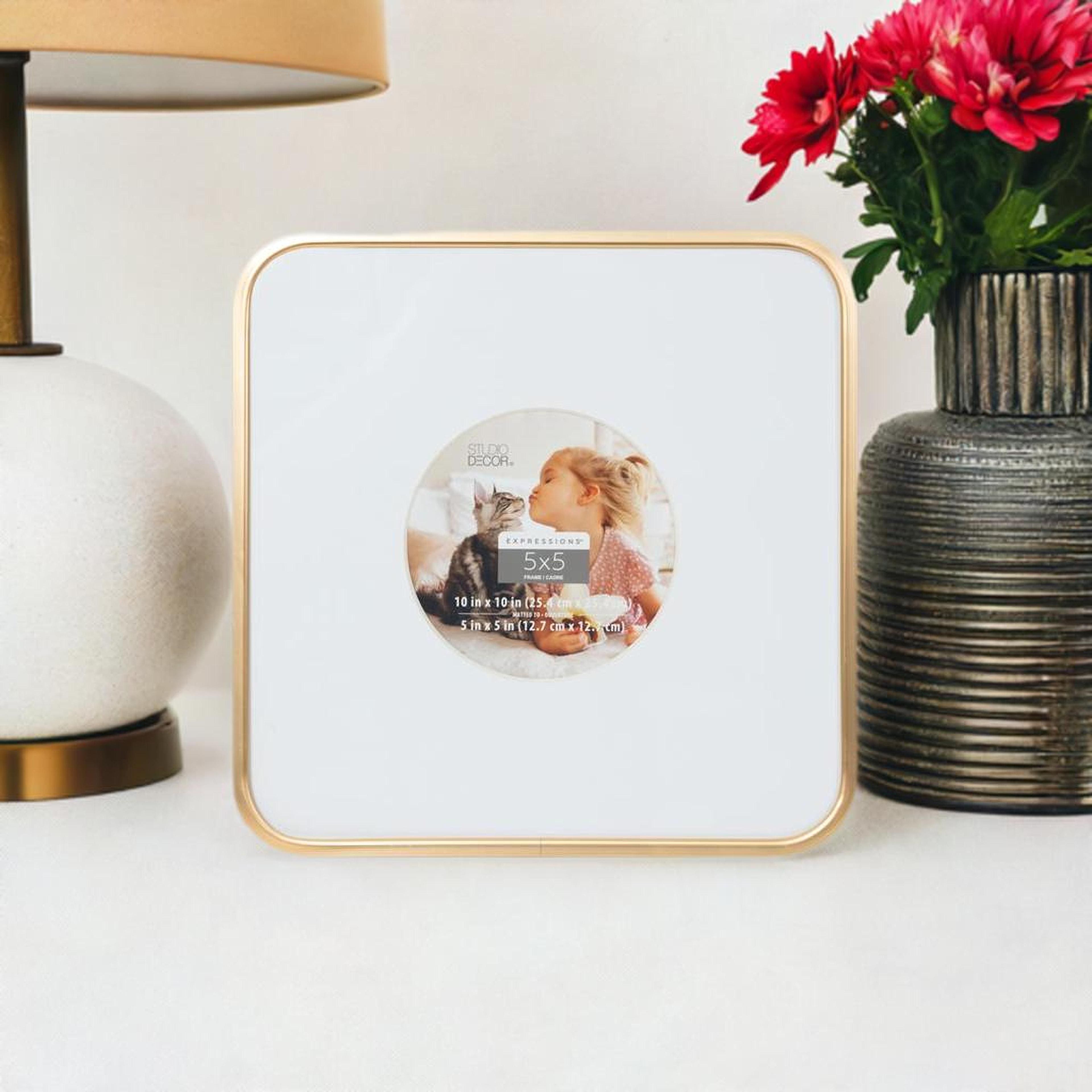 Expressions&#x2122;  5&#x22; x 5&#x22; Gold Rounded Frame with Circle Mat by Studio D&#xE9;cor&#xAE;