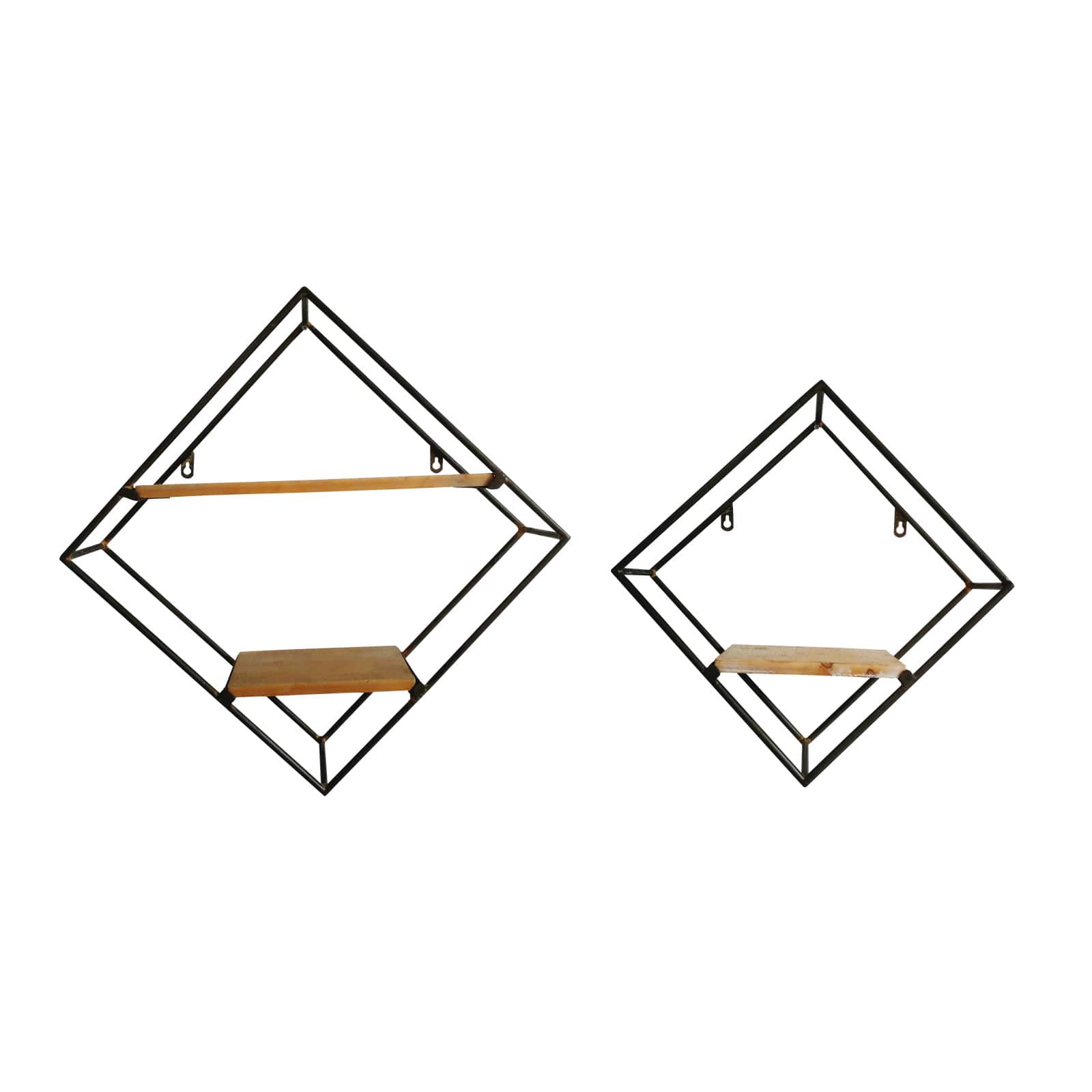 Set of 2 Black Metal Industrial Wall Shelf, 22", 17"