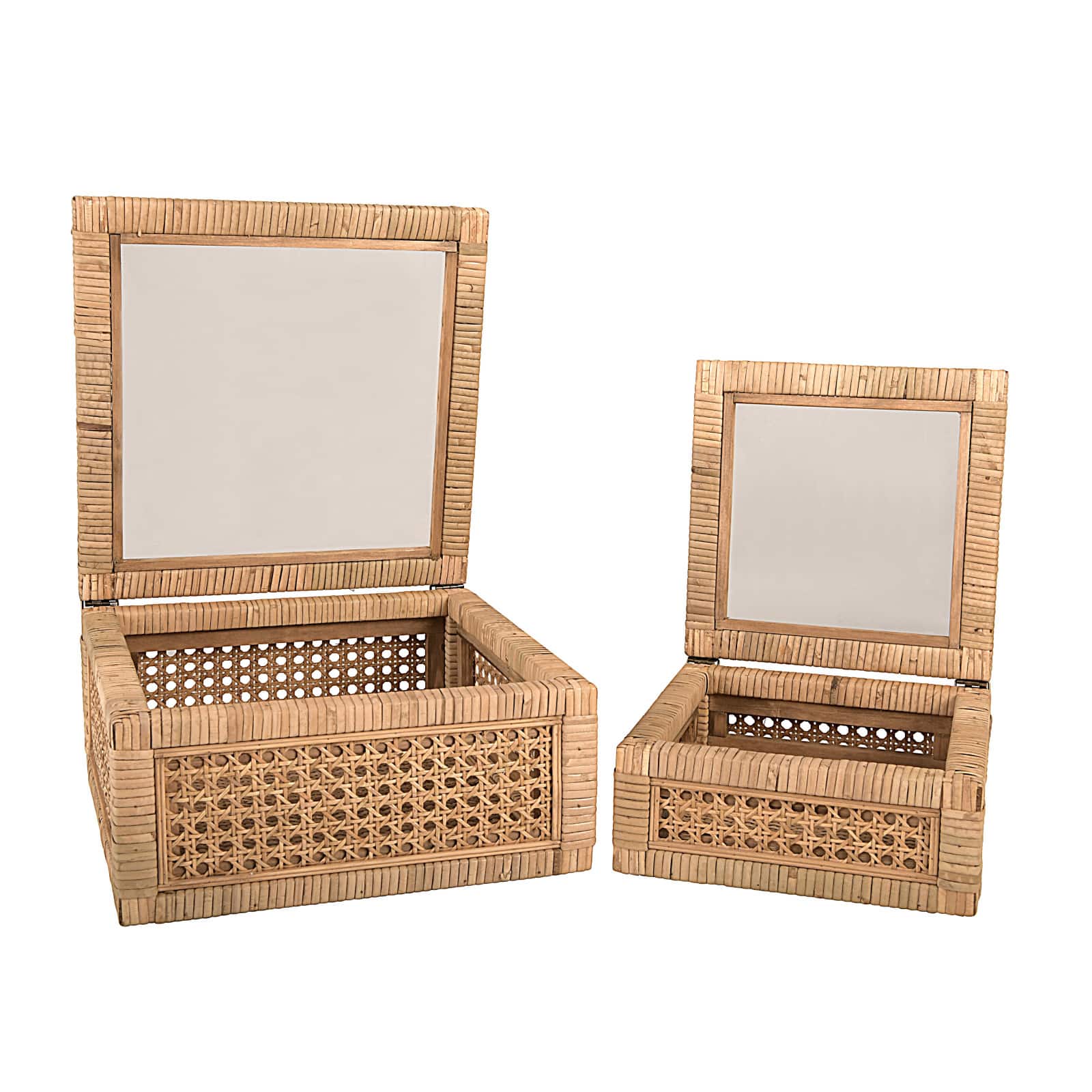 Hello Honey® Cane & Rattan Display Box with Glass Lid Set