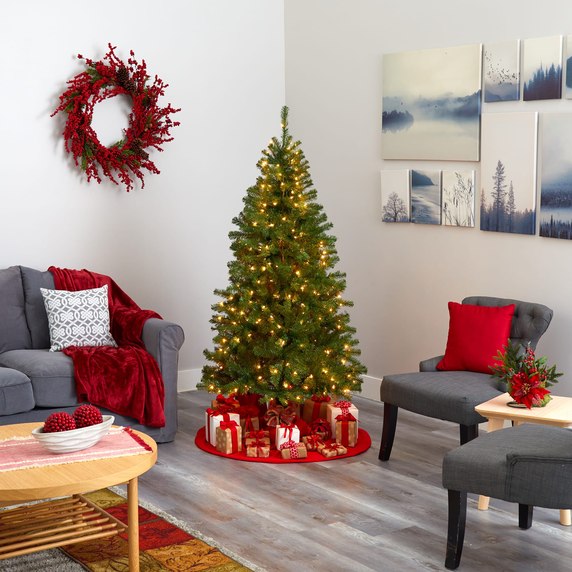 6ft. Pre-Lit Springfield Artificial Christmas Tree, Clear LED Lights