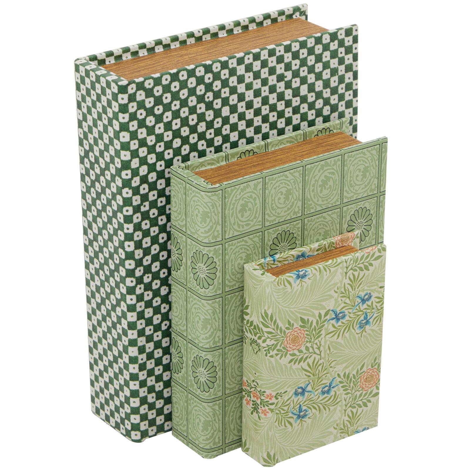Green Faux Leather Faux Book Box Set