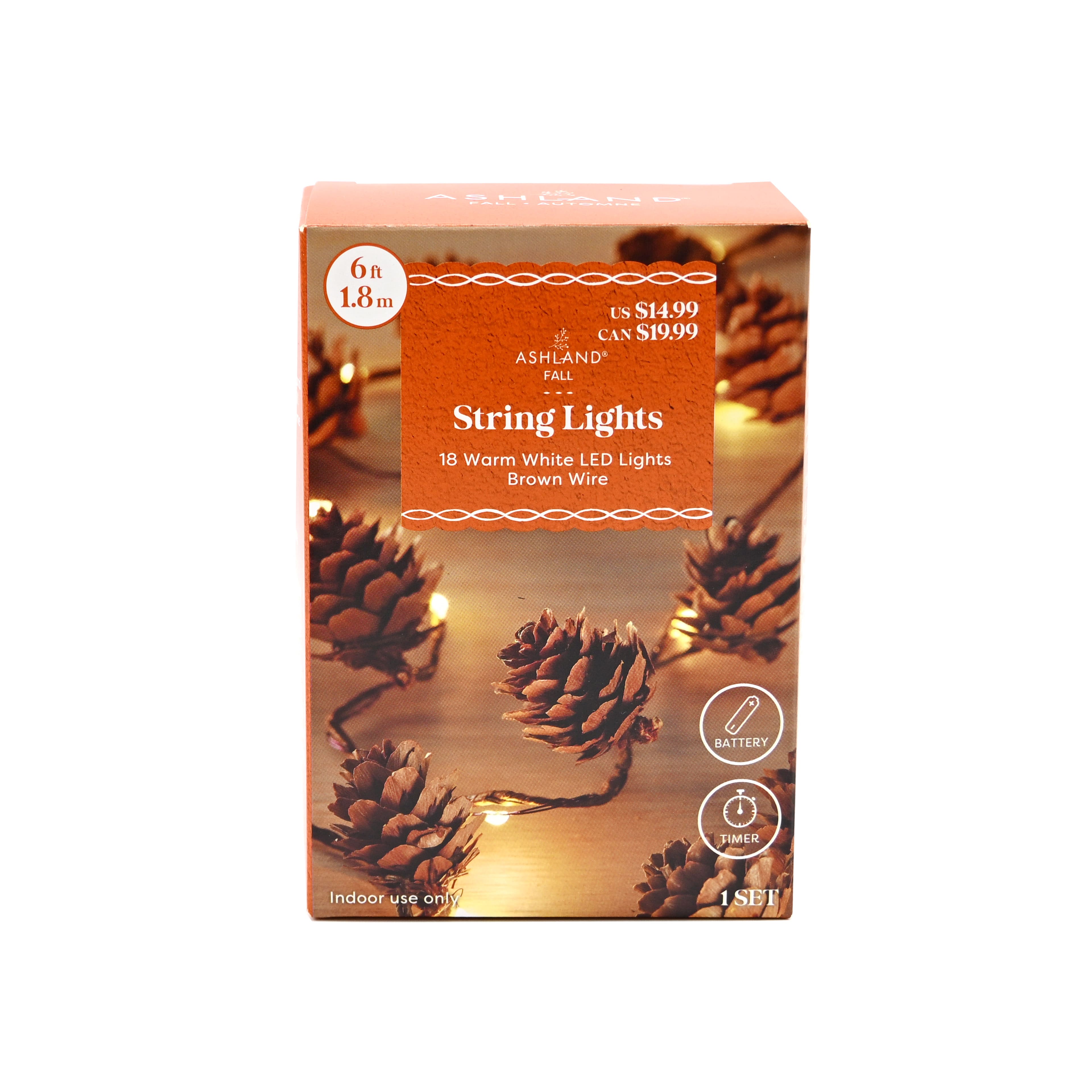 18ct. Warm White LED Pinecone String Lights by Ashland®