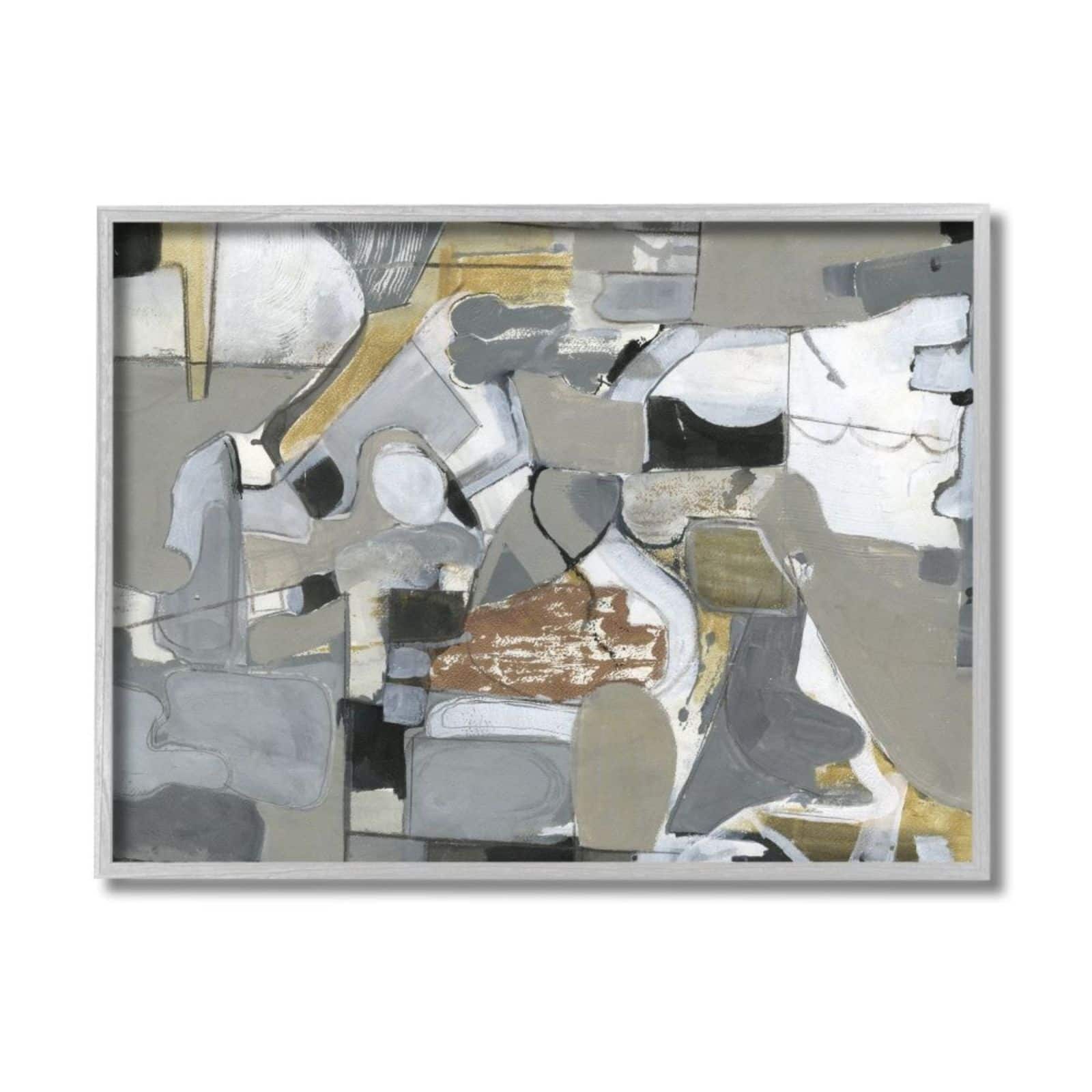 Stupell Industries Gray & Brown Abstract Shapes Gray Framed Wall Art