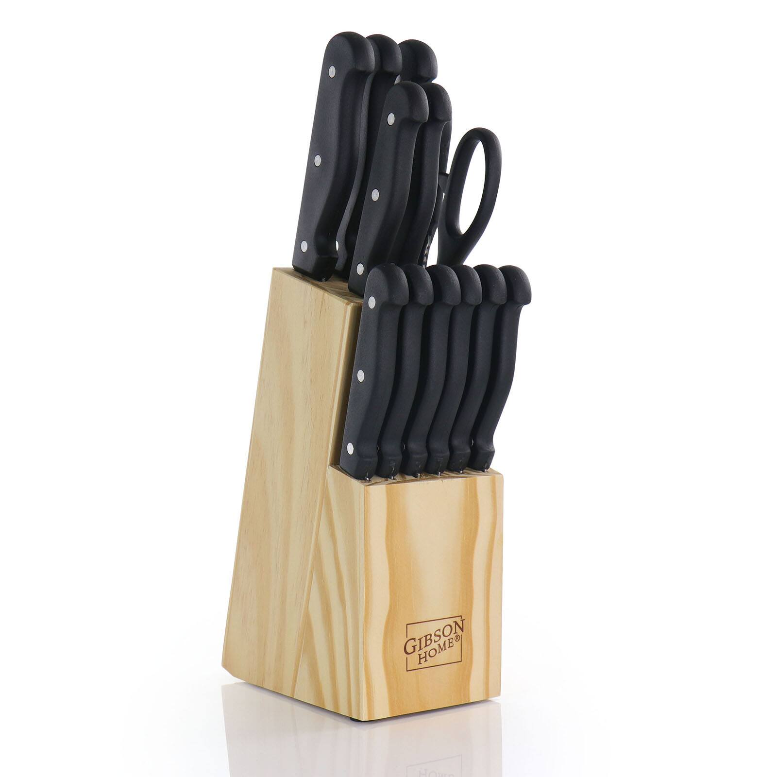 Gibson Home&#xAE; Westover 13-Piece Black Stainless Steel Cutlery Set with Wood Storage Block