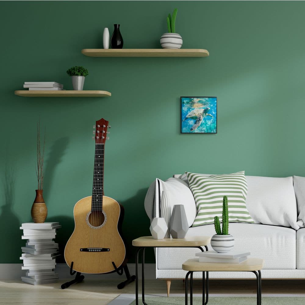 Stupell Industries Swimming Sea Turtle Aquatic Reptile Design Black Framed Wall Art