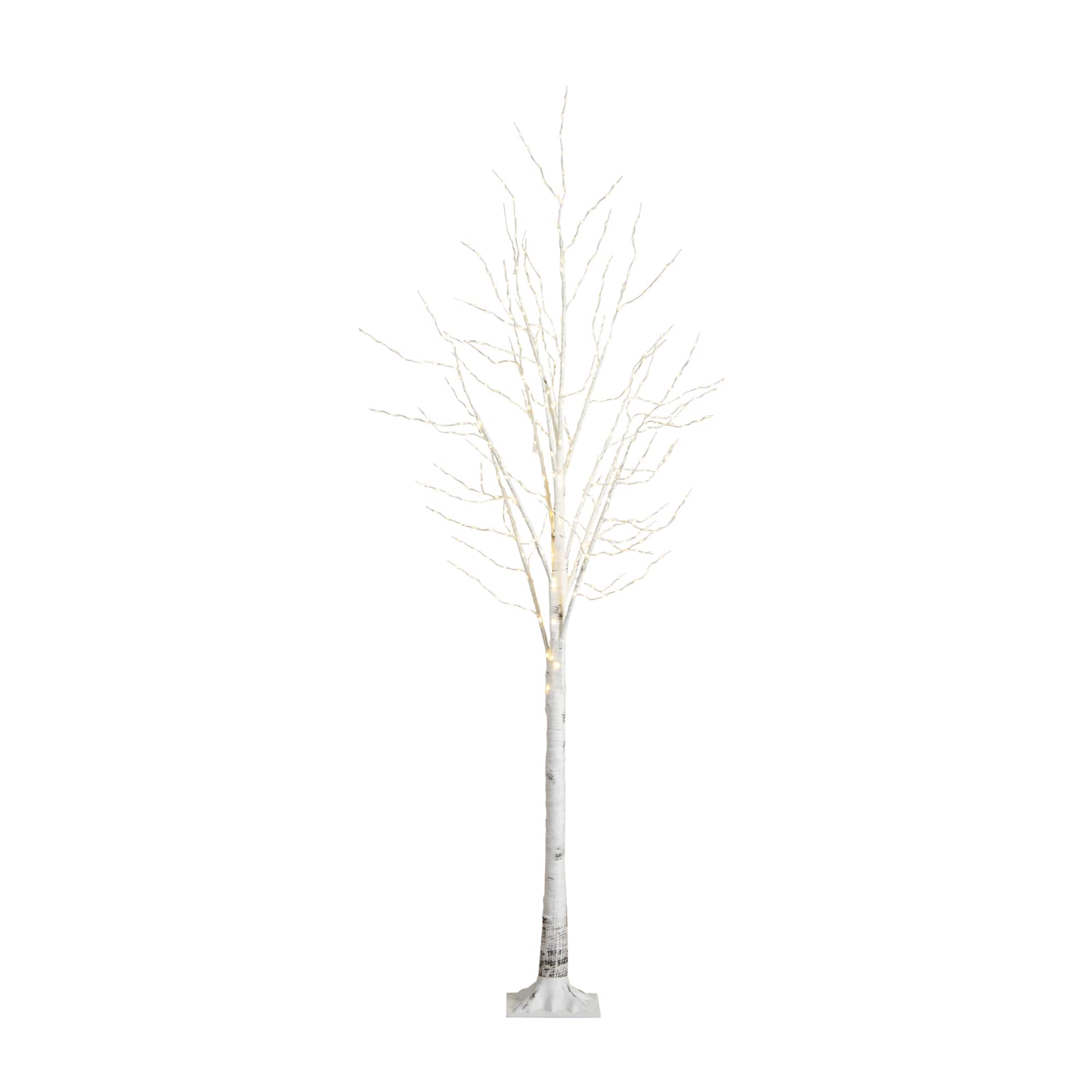 8ft. Pre-Lit White Birch Artificial Christmas Tree, Warm White LED Lights