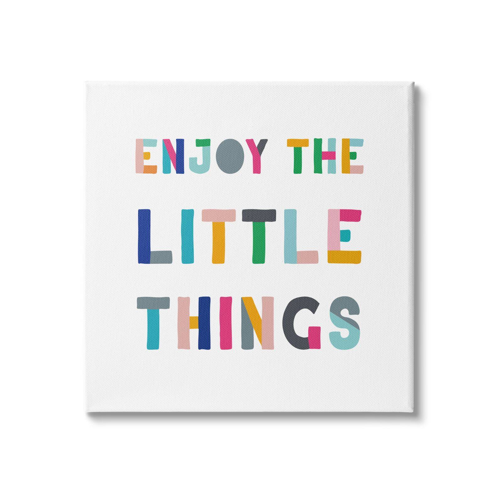 Stupell Industries Enjoy Little Things Kids' Motivational Phrase Block Typography Canvas Wall Art