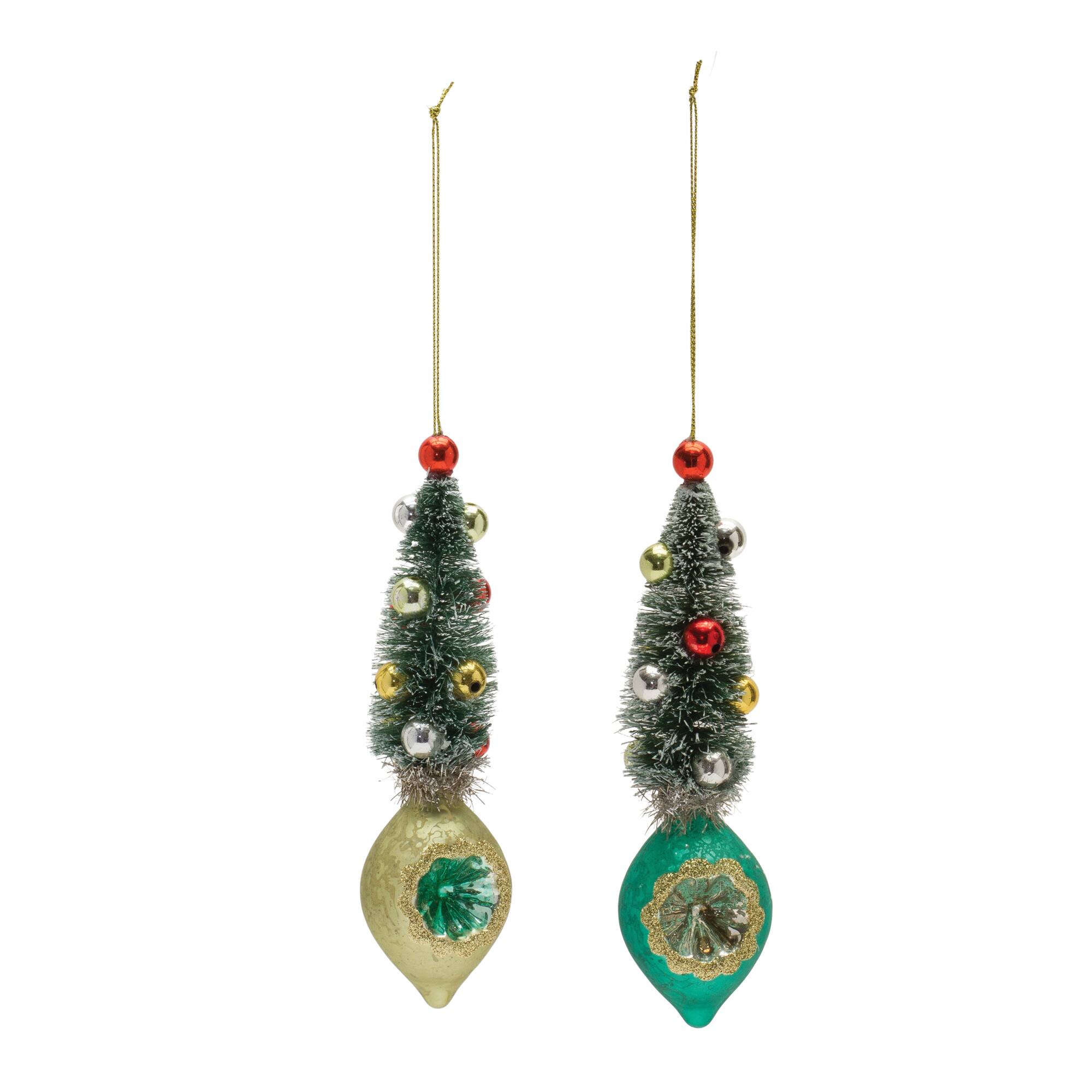 12ct. 6.5&#x22; Pine Tree Reflector Drop Ornament Set