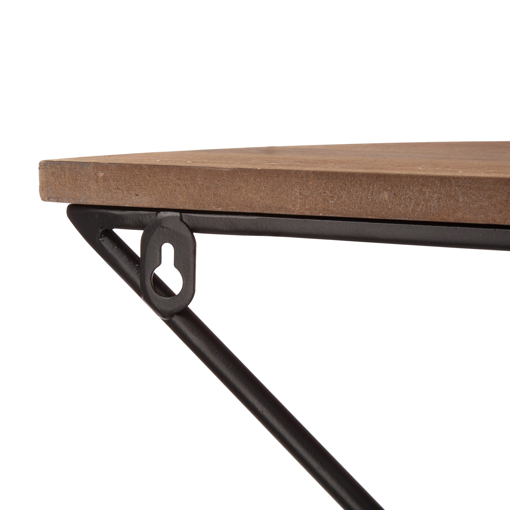 Glitzhome® Farmhouse Metal & Wooden Triangle Floating Shelf Set