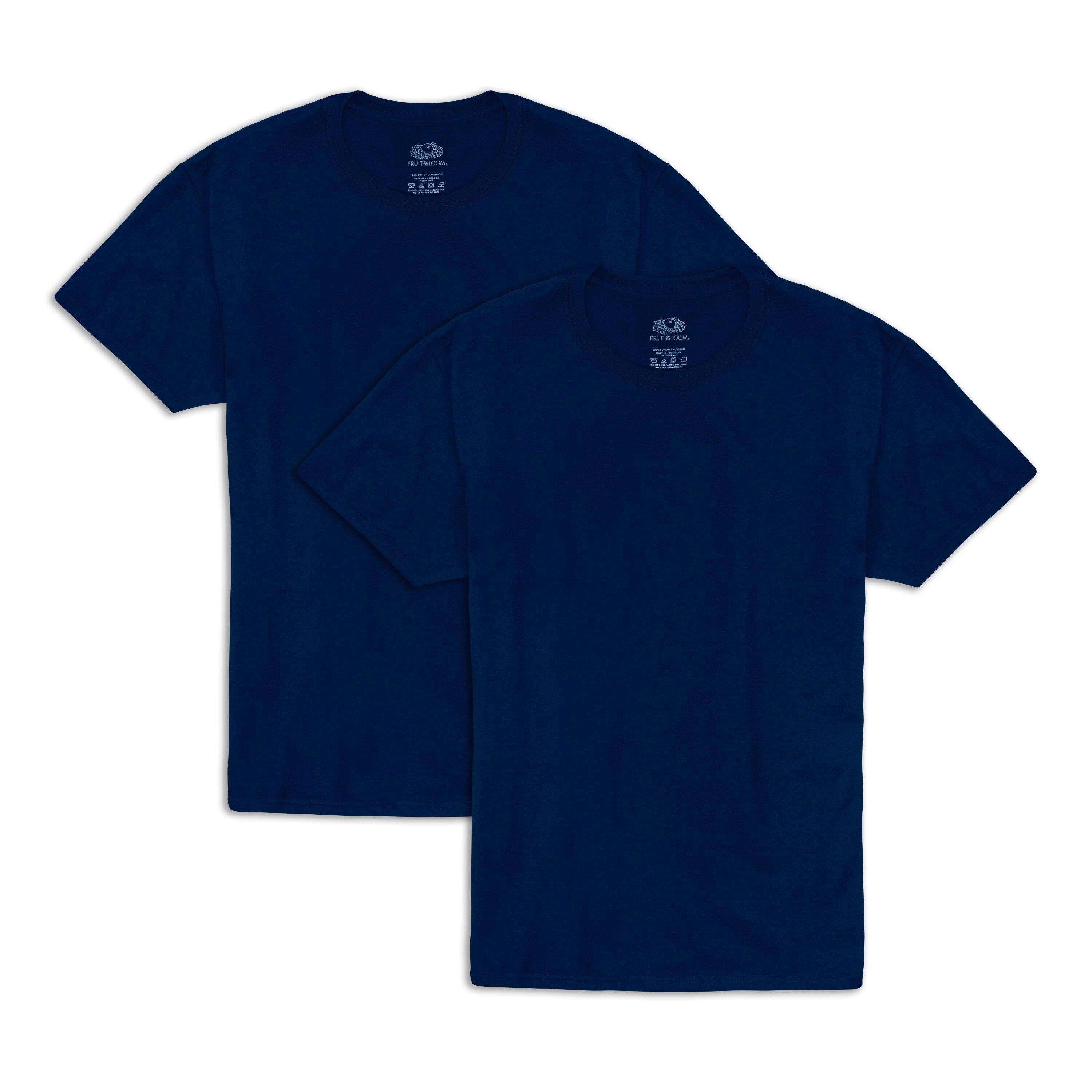 Fruit of the Loom EverSoft Mens Short Sleeve Crew T-Shirt 2 ct in J Navy Blue | Medium