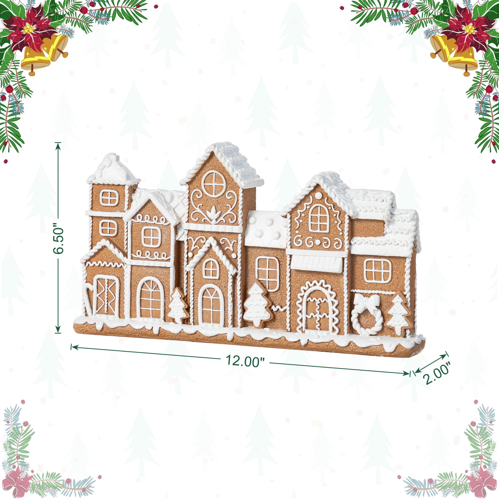Glitzhome&#xAE; 12&#x22; Christmas Resin Gingerbread Townhouse Table Decor