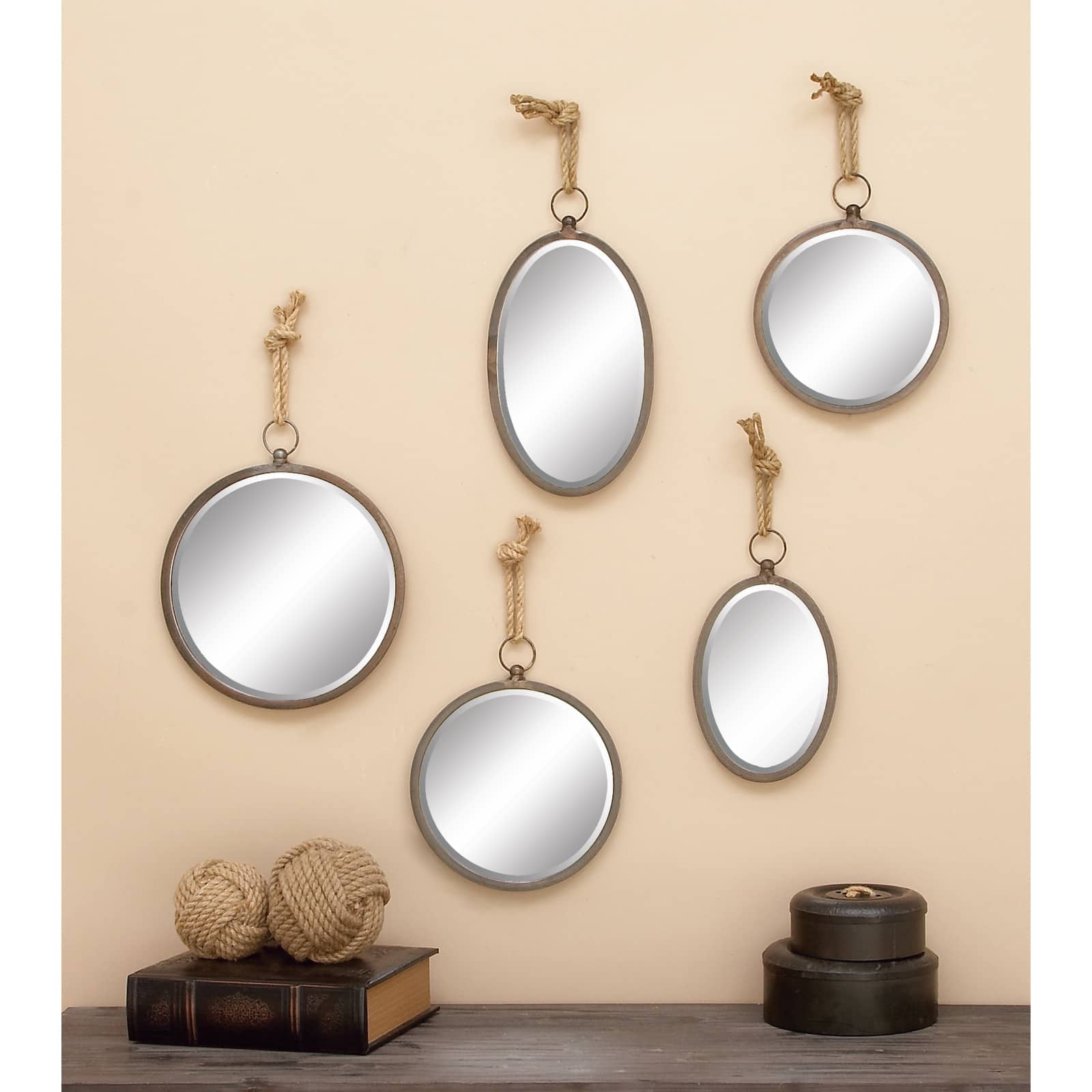 Gray Metal Glam Hanging Wall Mirrors, 5ct.