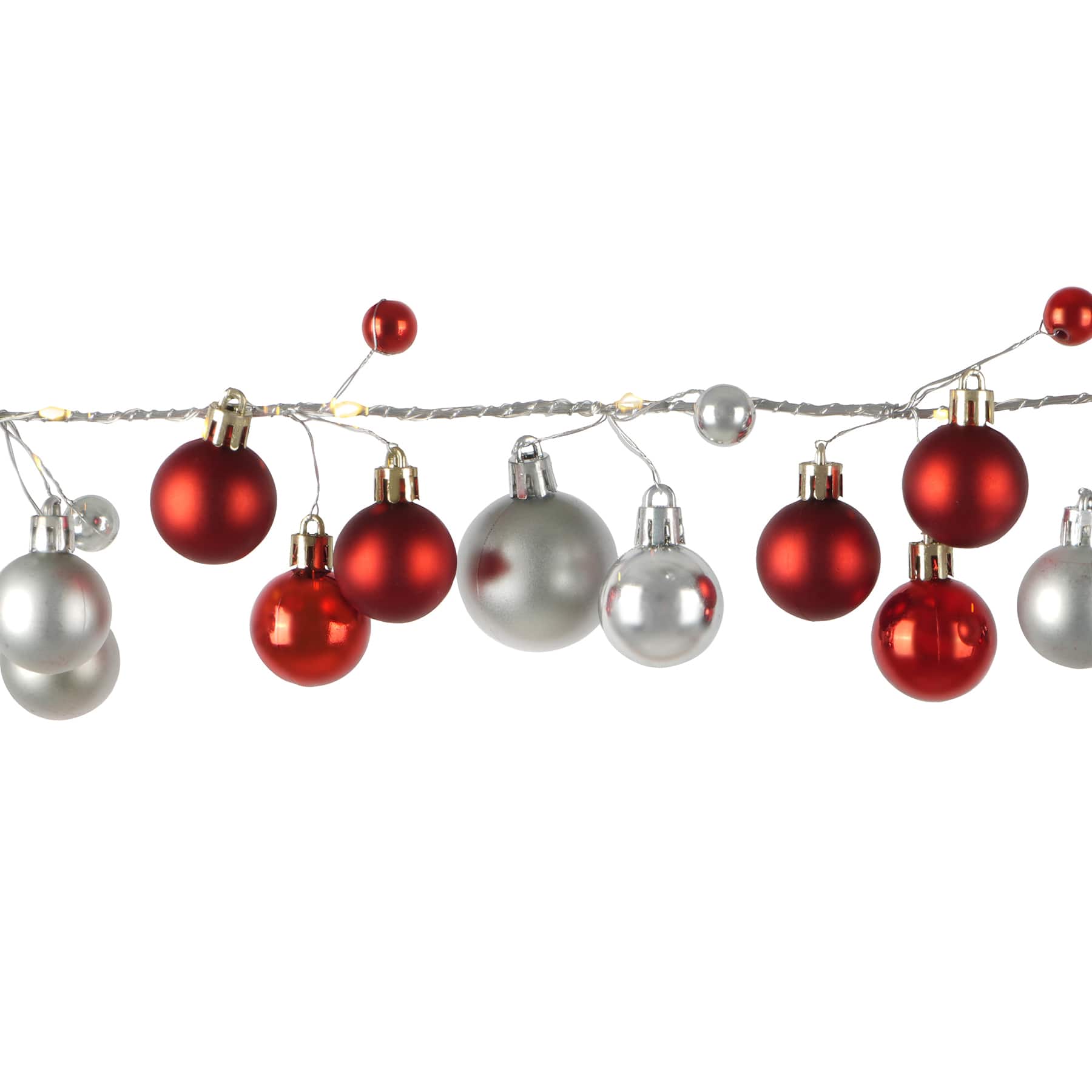 4.1ft. Silver &#x26; Red Ornaments LED Garland String Lights by Ashland&#xAE;