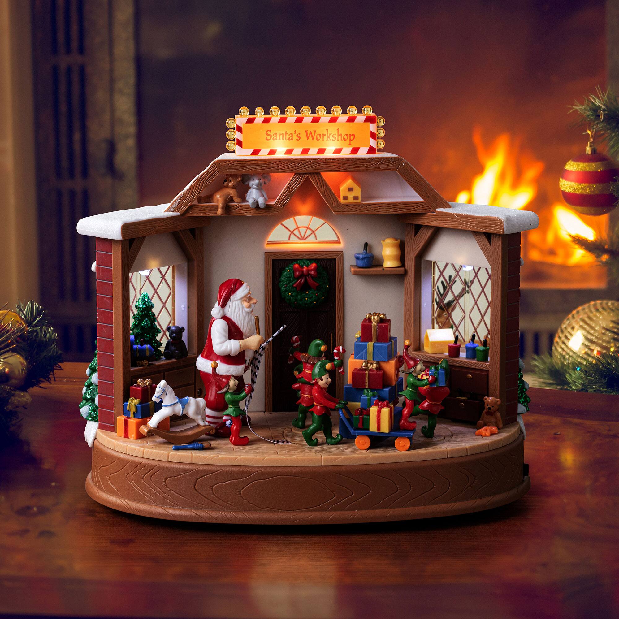 8&#x22; Animated &#x26; Musical LED Santa&#x27;s Workshop
