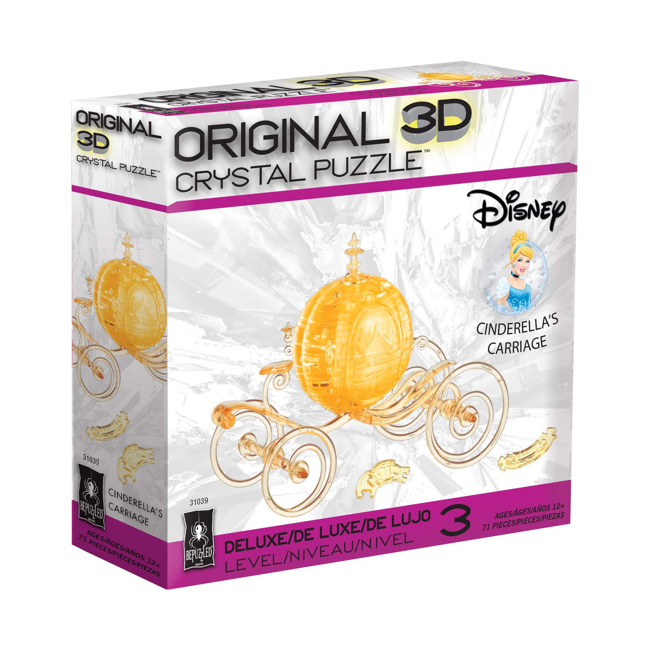 Original 3D Crystal Puzzle&#x2122; Disney Cinderella&#x27;s Carriage Gold 71 Piece Puzzle