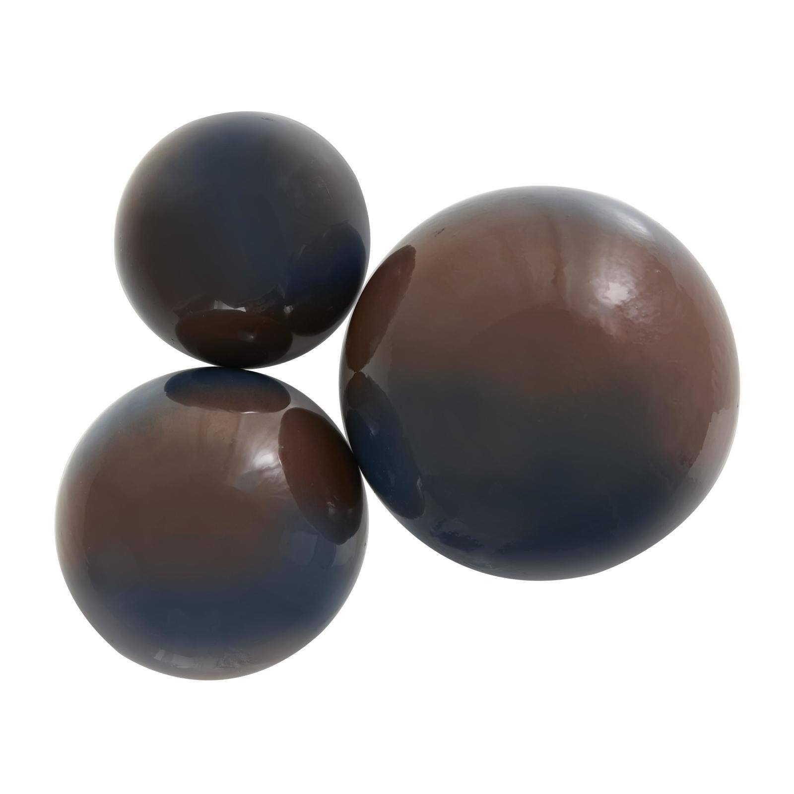 Blue with Brown Stripe Abstract Brushed Decorative Orbs & Vase Filler Set