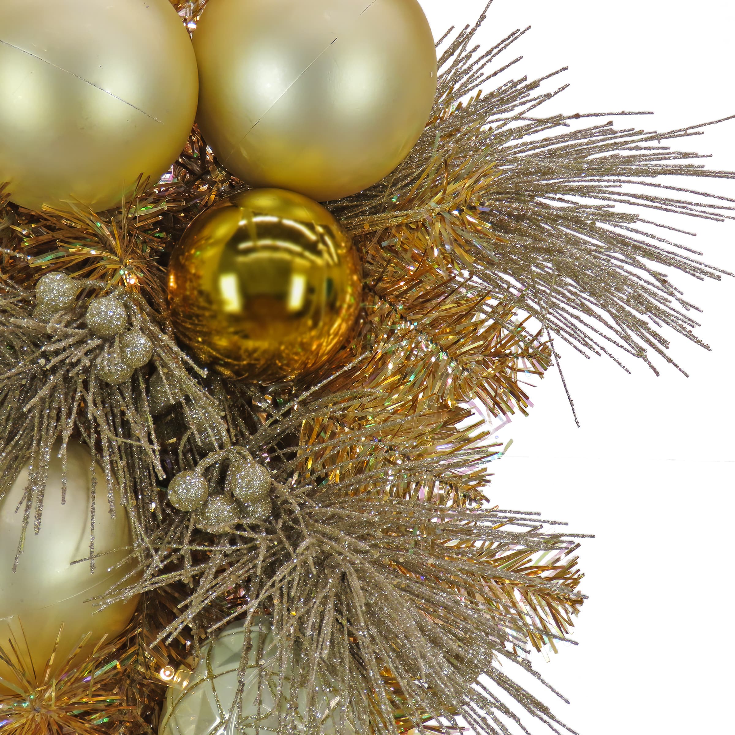 36" Be Merry Gold LED Teardrop Swag