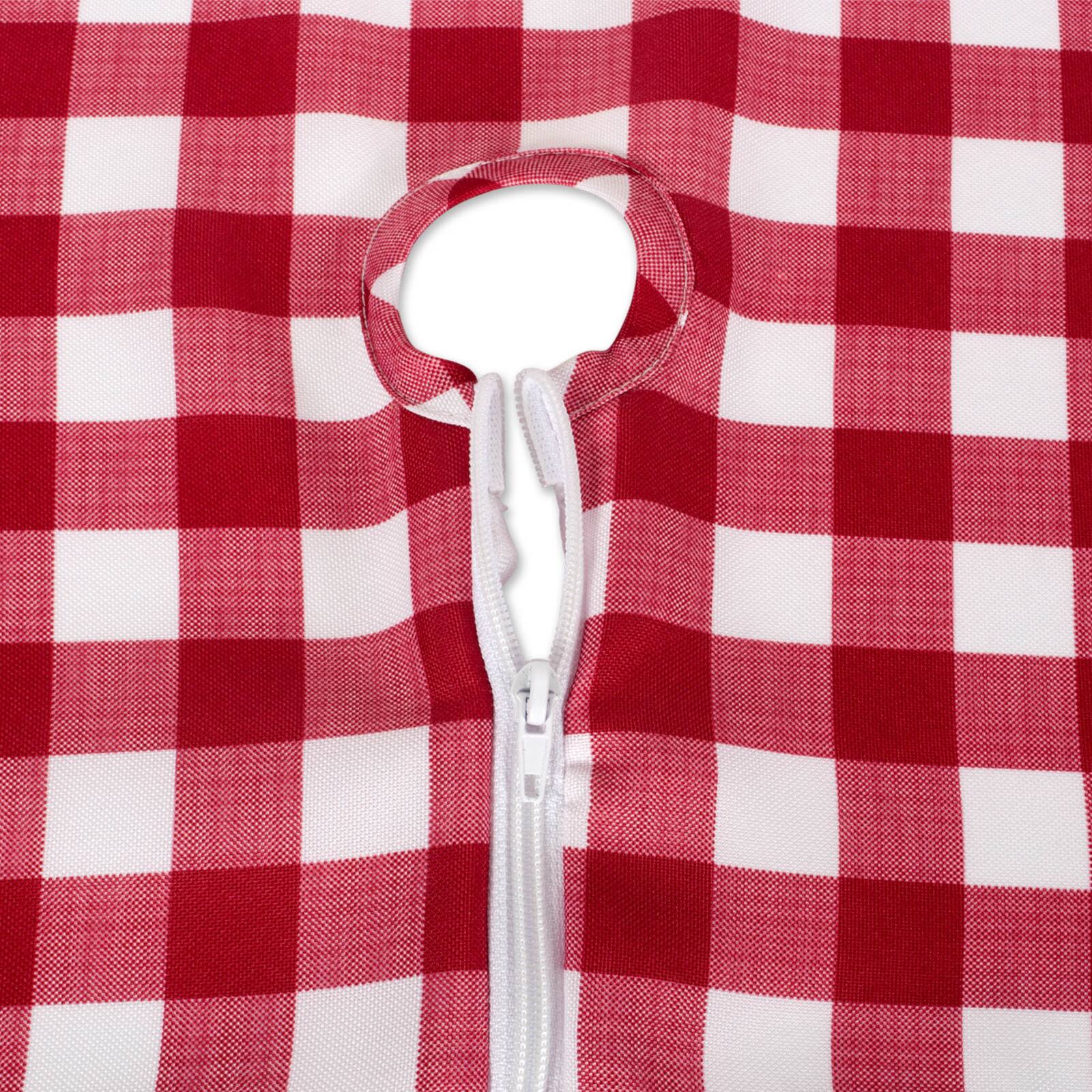 Red Check Outdoor Table Runner With Zipper 14" x 108"
