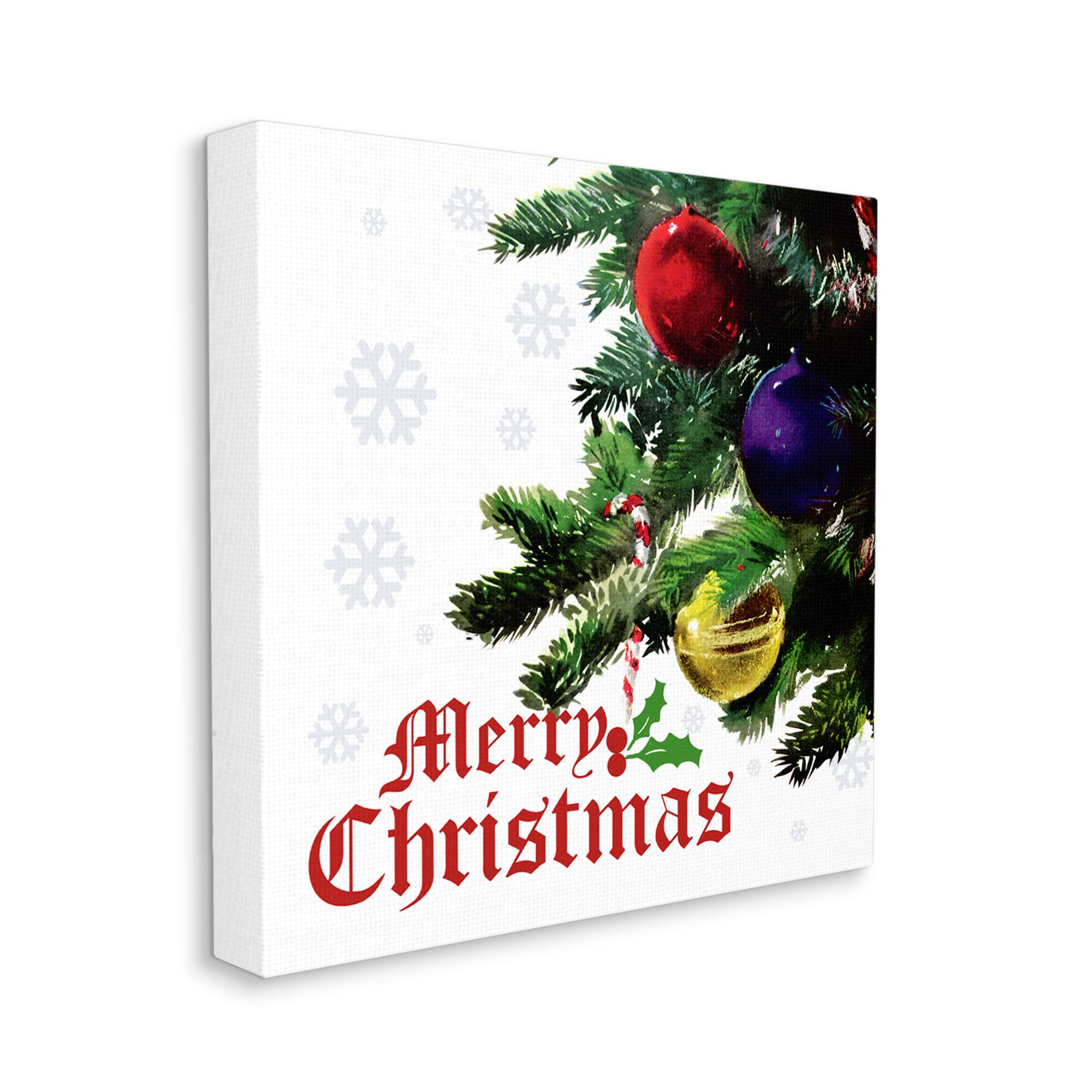 Stupell Industries Merry Christmas Snowflake Pattern Canvas Wall Art