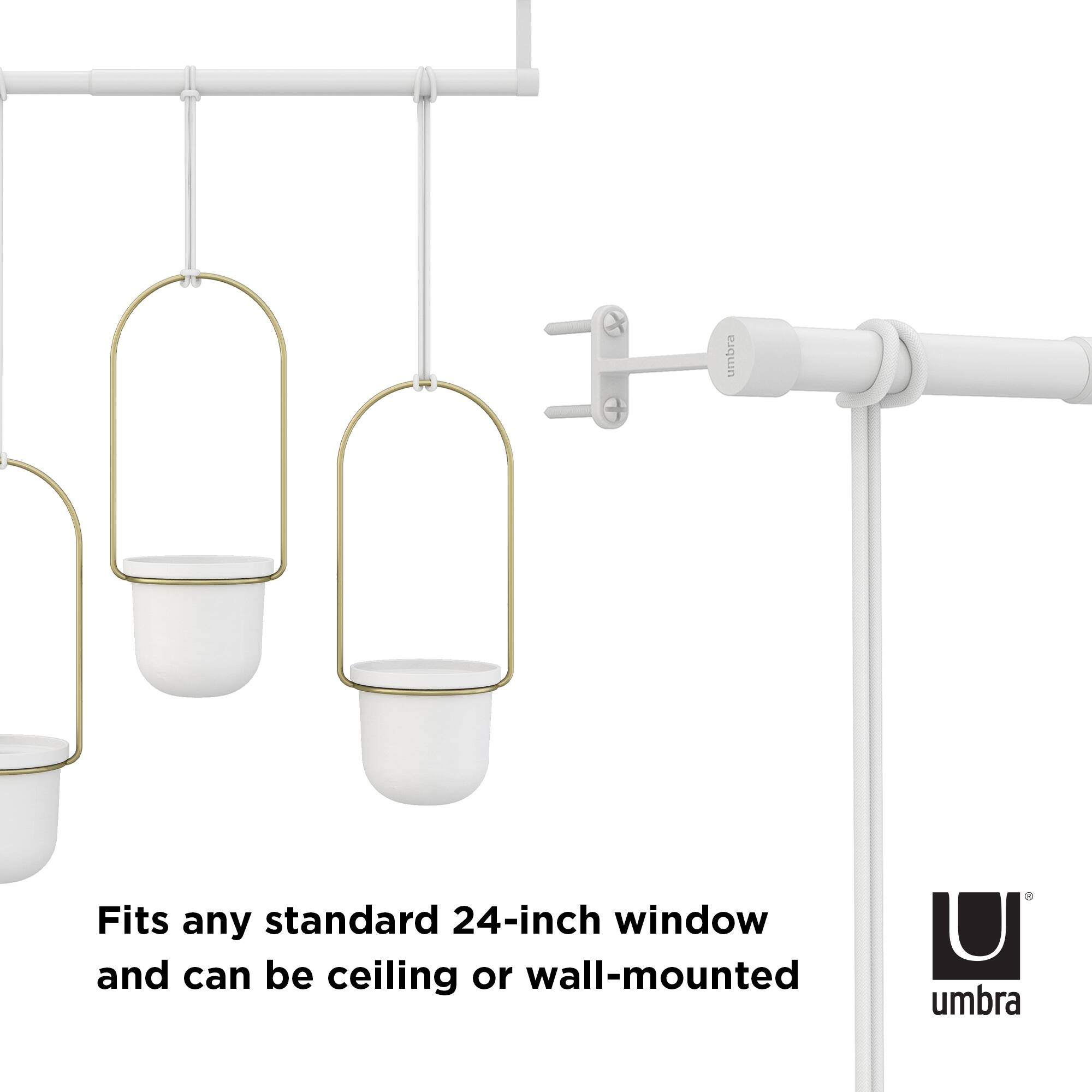 Umbra White &#x26; Brass Triflora Hanging Planter Set