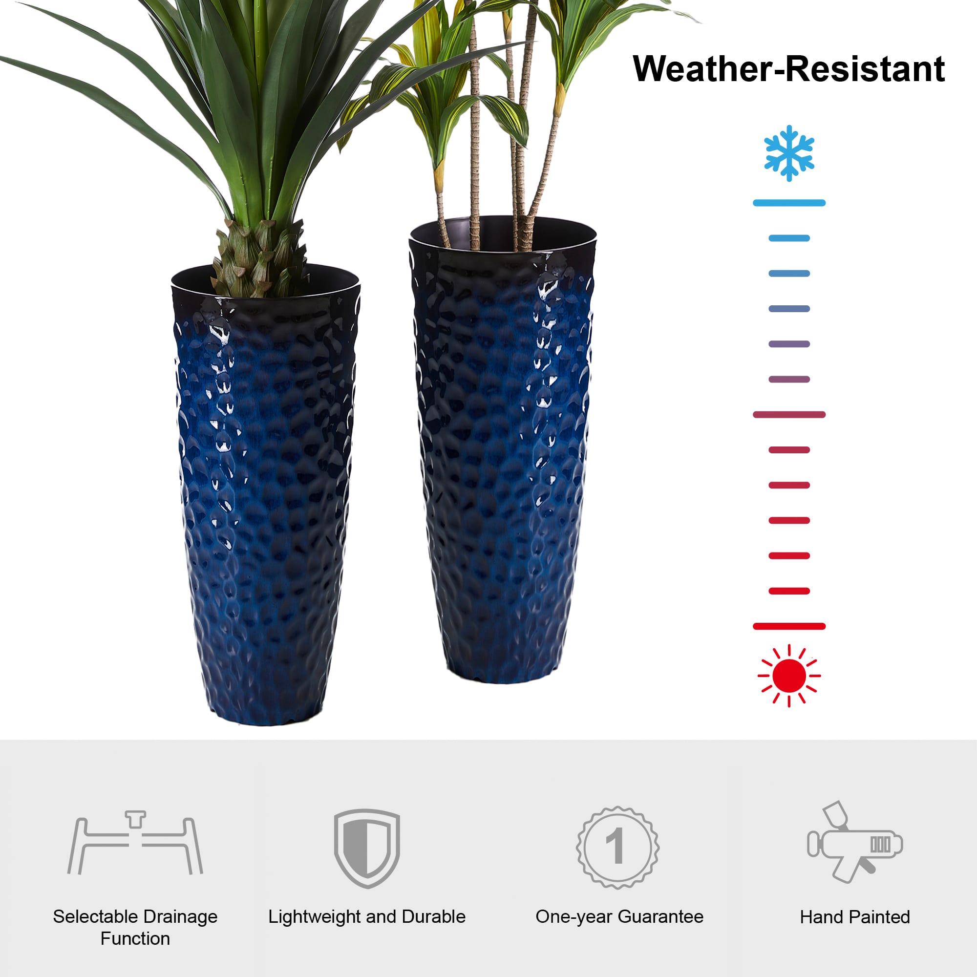 Glitzhome&#xAE; 31&#x22; Eco-Friendly Honeycomb Textured Tall Plastic Planters, 2ct.