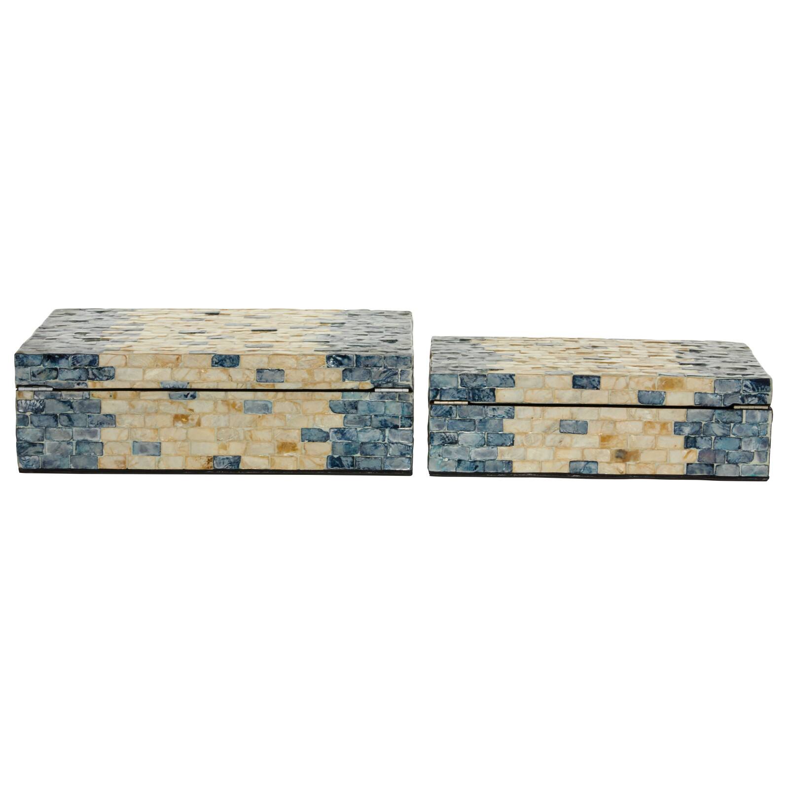Tan &#x26; Blue Wood Coastal Box Set