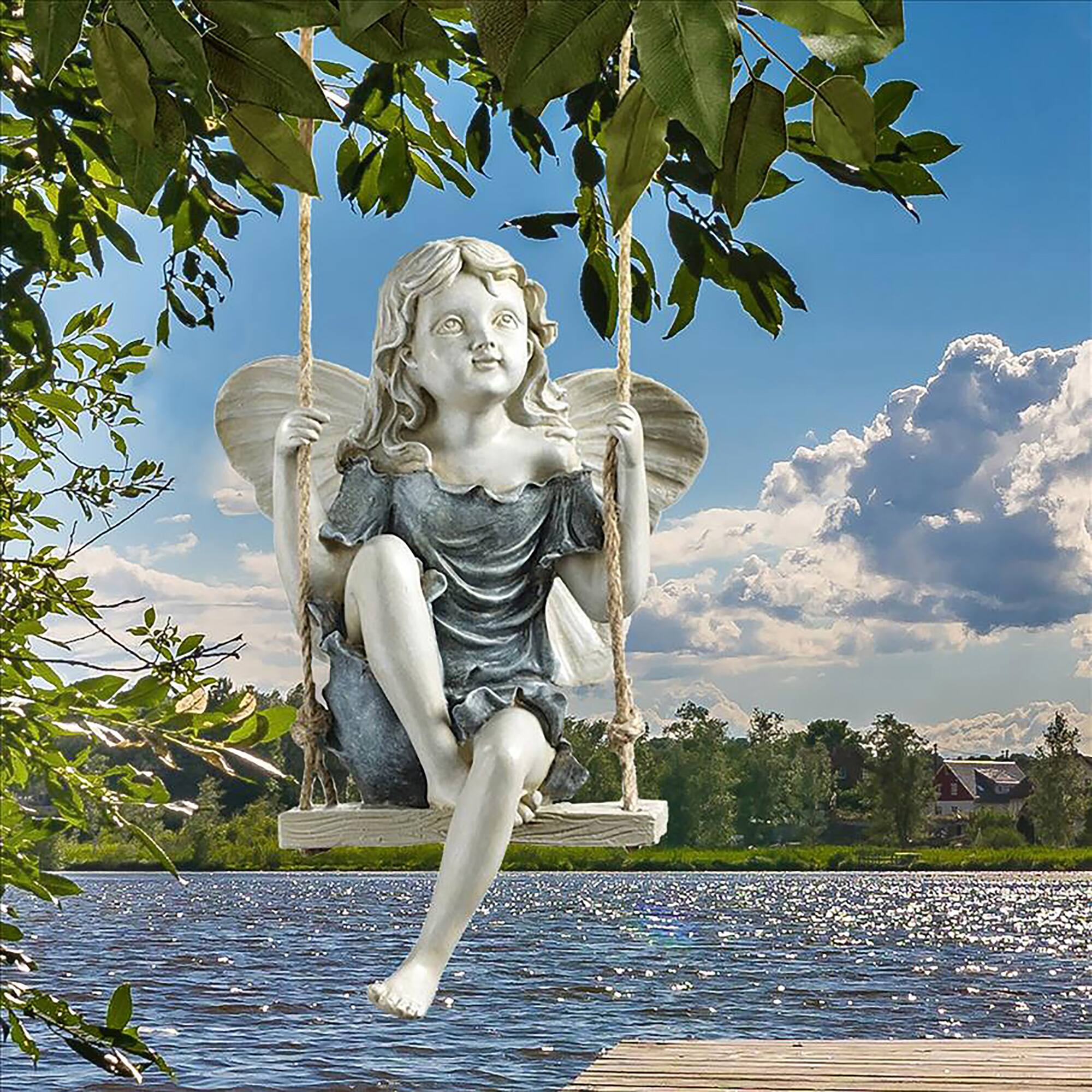 Design Toscano 11.5&#x22; Summertime Fairy on a Swing Statue