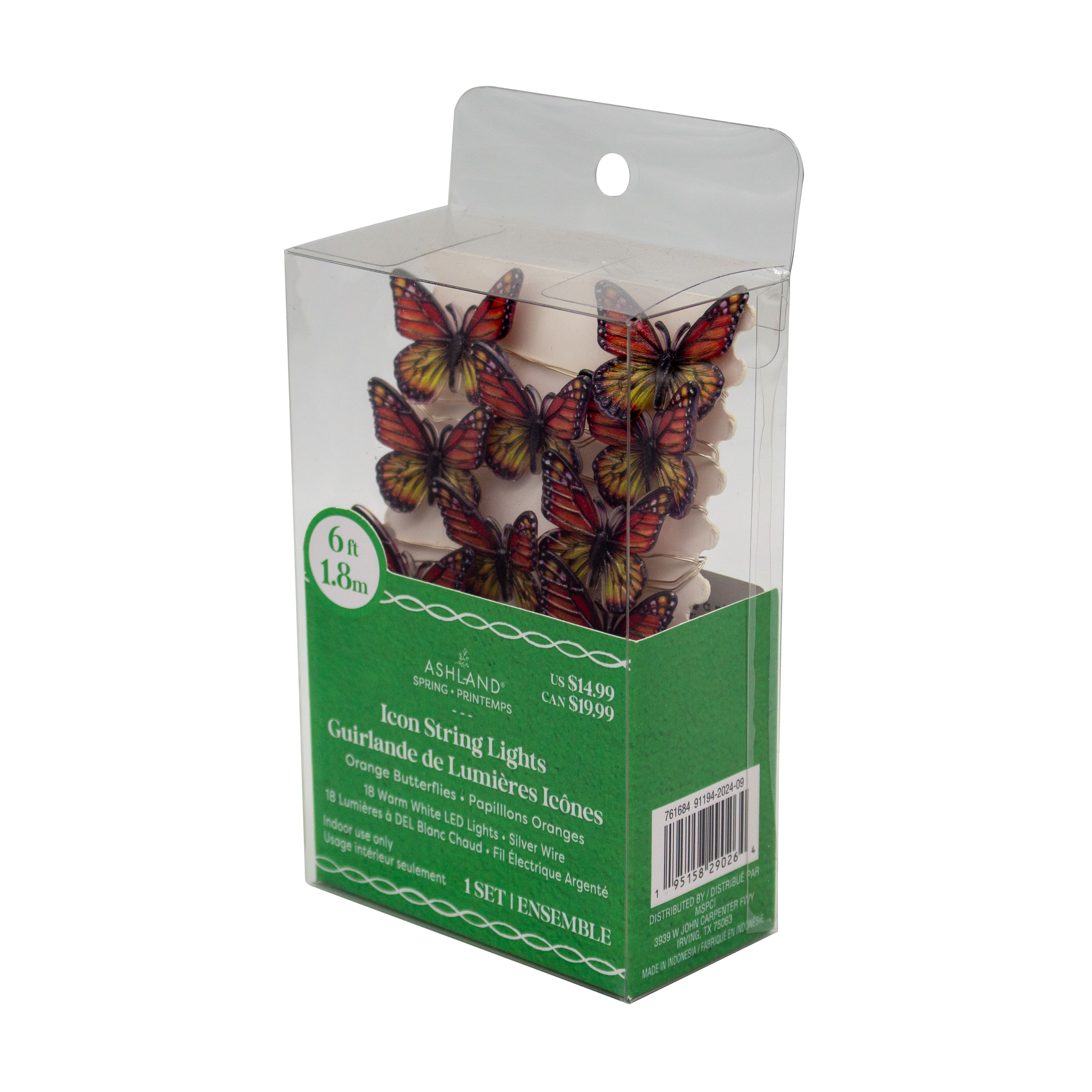 18ct. Orange Butterfly Icon Warm White LED String Lights by Ashland&#xAE;