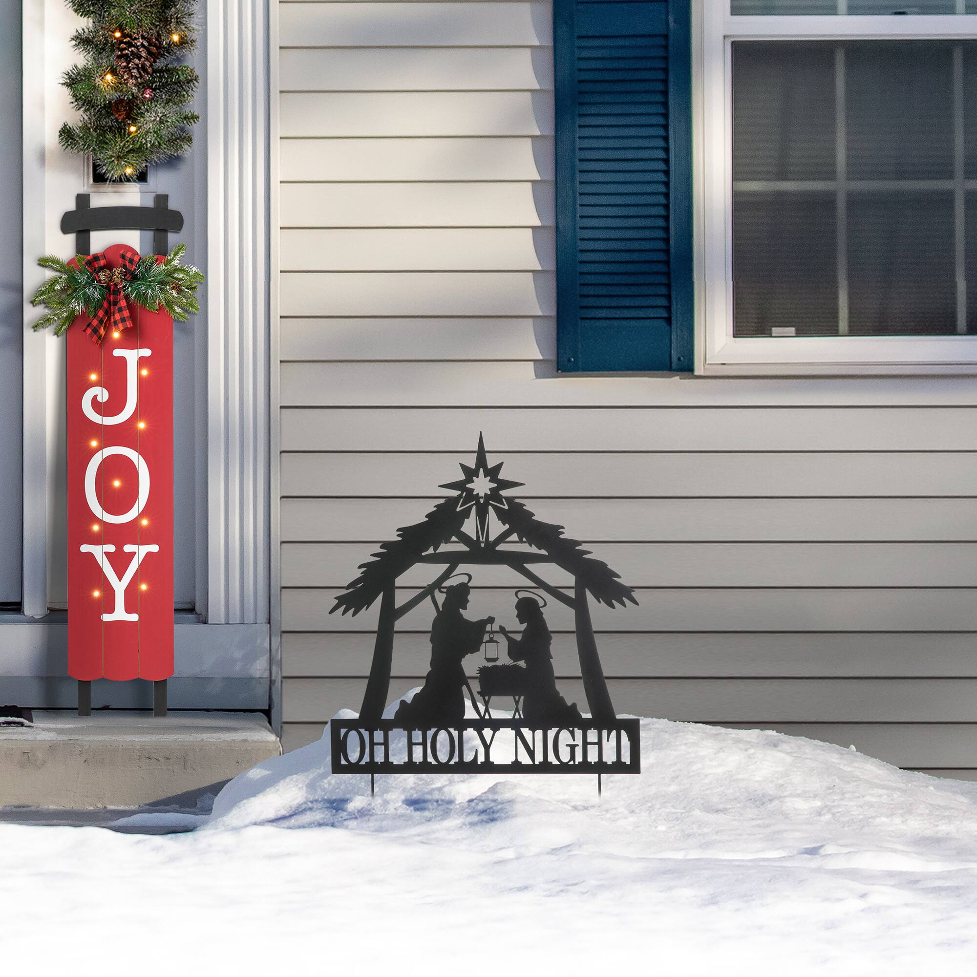 Glitzhome® 2.5ft. Metal Nativity Silhouette Yard Stake