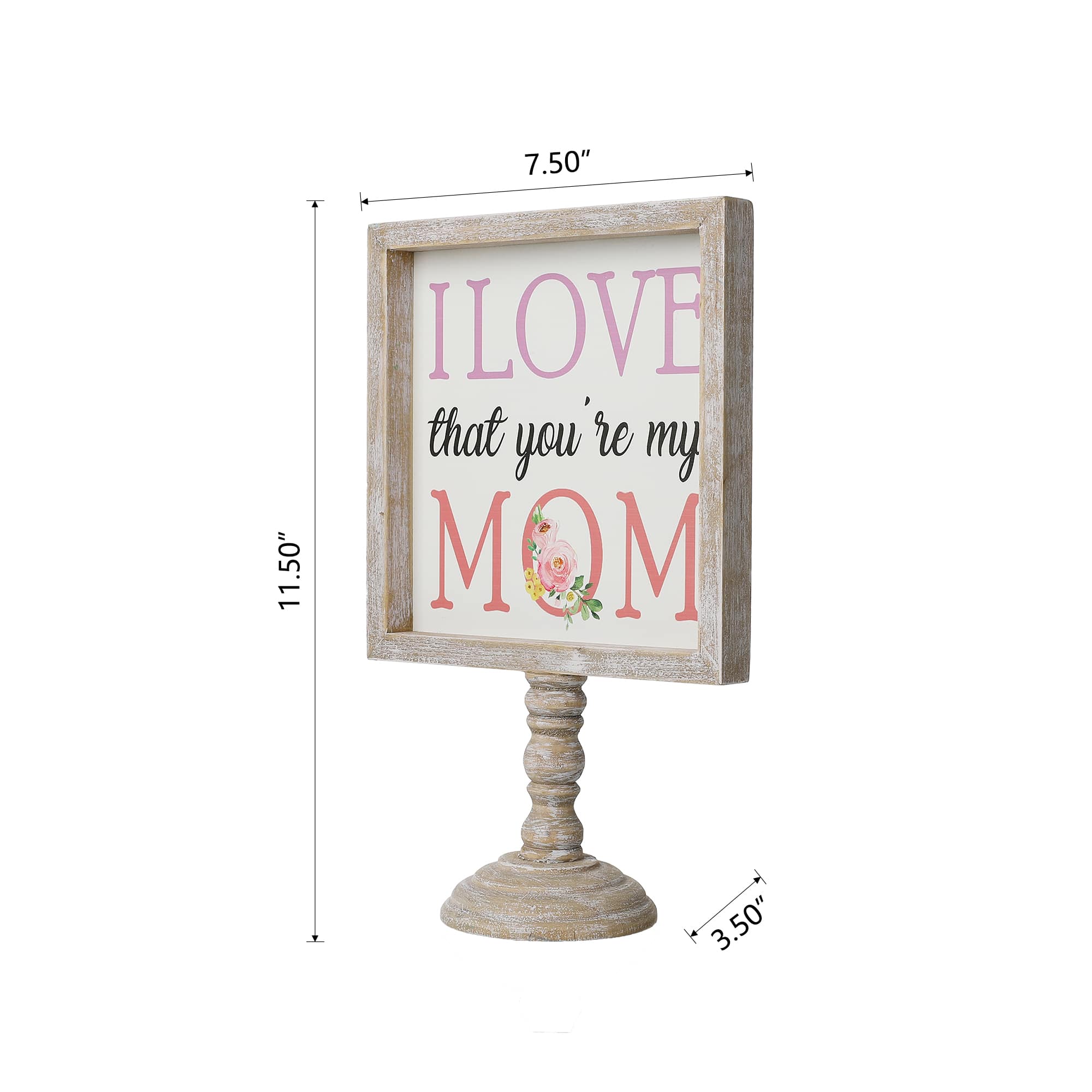 Glitzhome&#xAE; 11.5&#x22; Wood Mother&#x27;s Day Table D&#xE9;cor