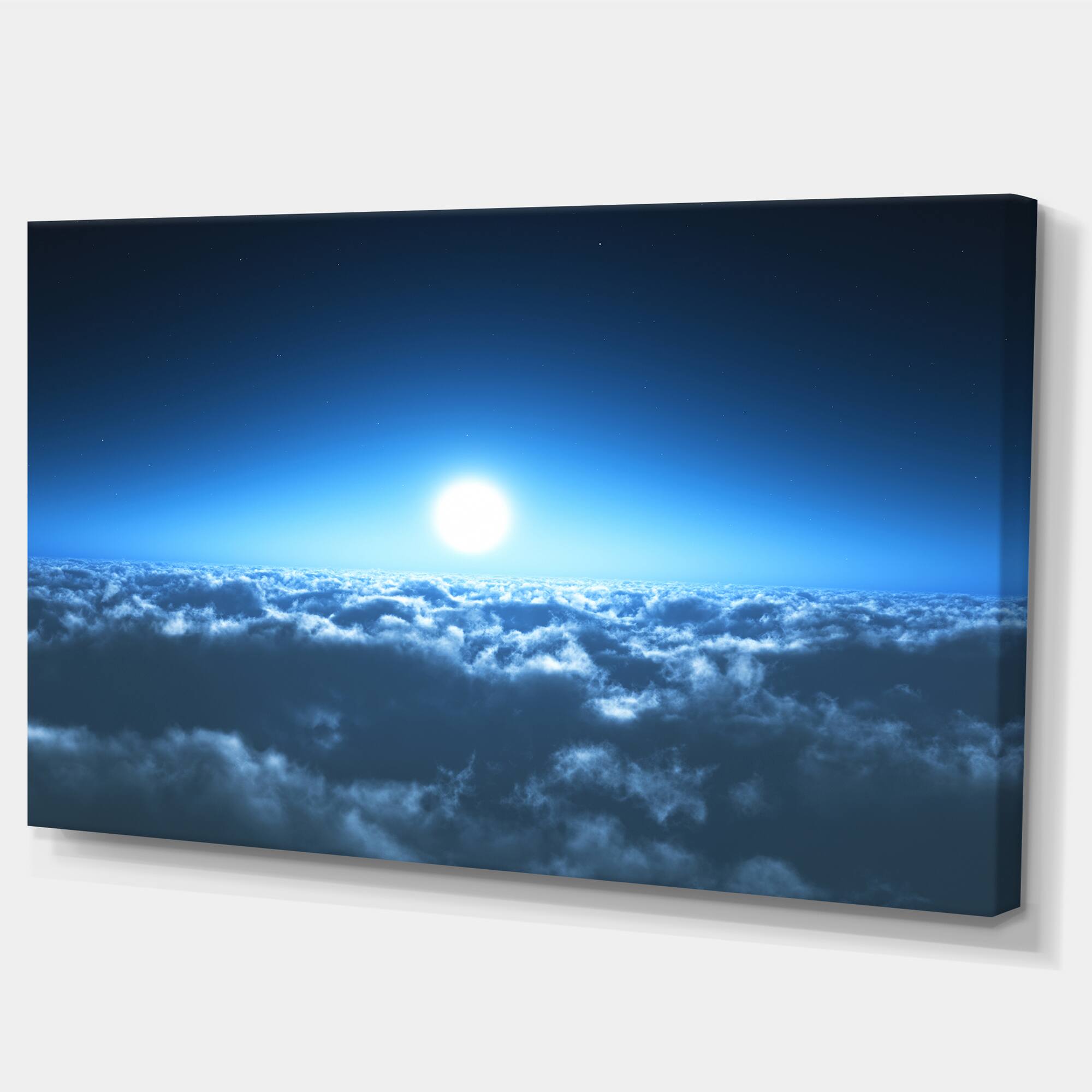 Designart - Night Flight above Clouds - Extra Large Wall Art Landscape