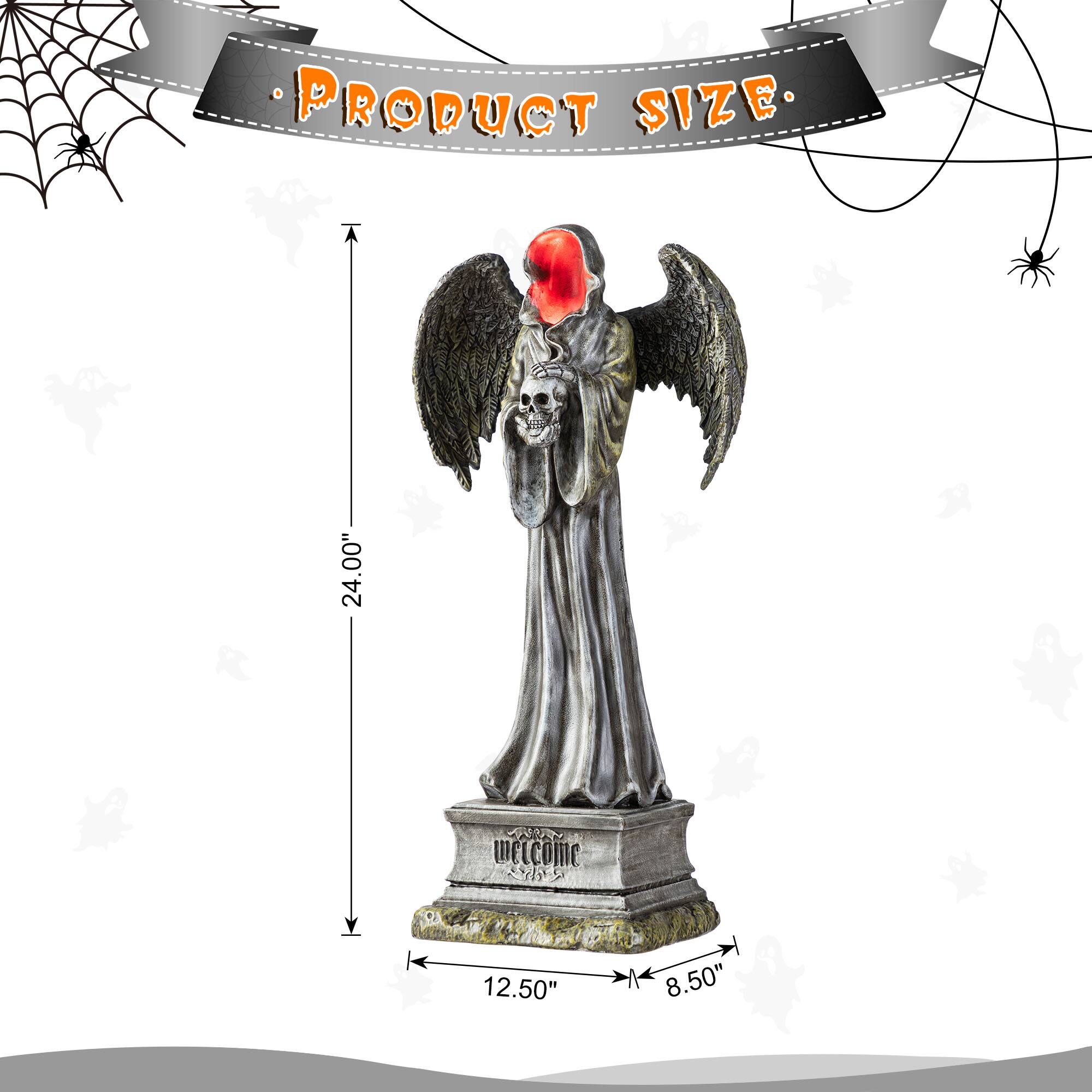 Glitzhome&#xAE; 24&#x22;H Lighted Halloween Grim Reaper Resin Porch Decor
