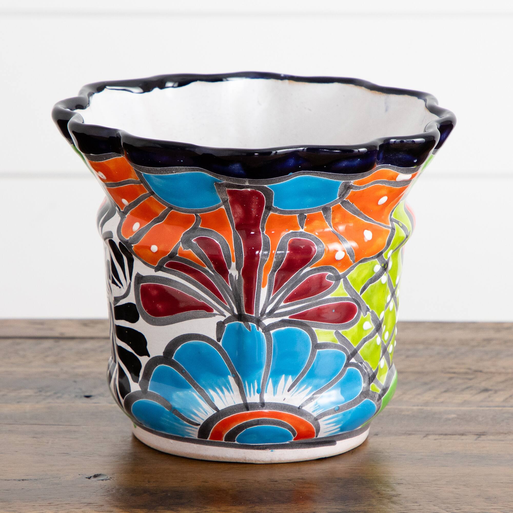 8" Handmade Mexican Talavera Ceramic Planter