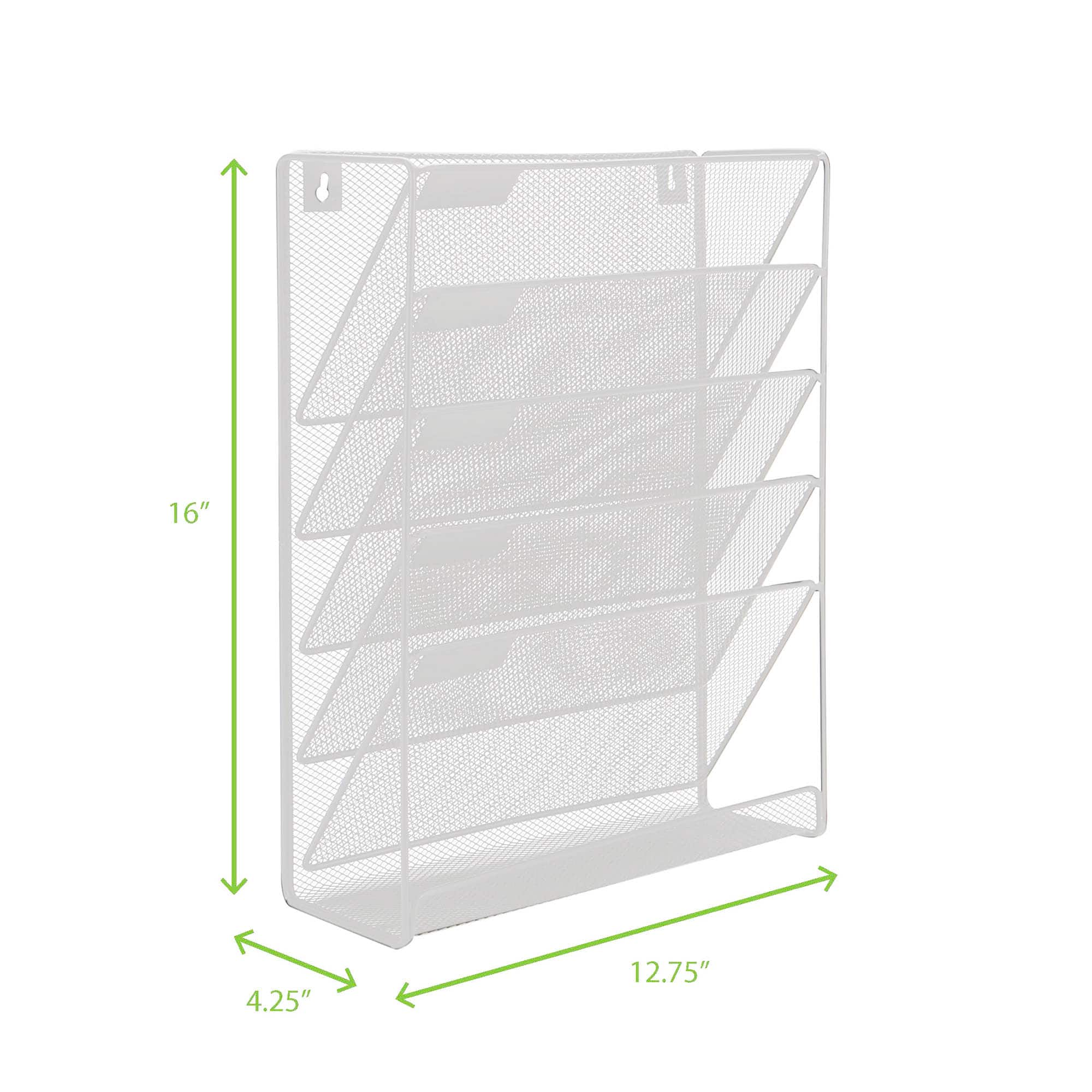 Mind Reader 6 Compartment Vertical Hanging Wall File &#x26; Chart Organizer