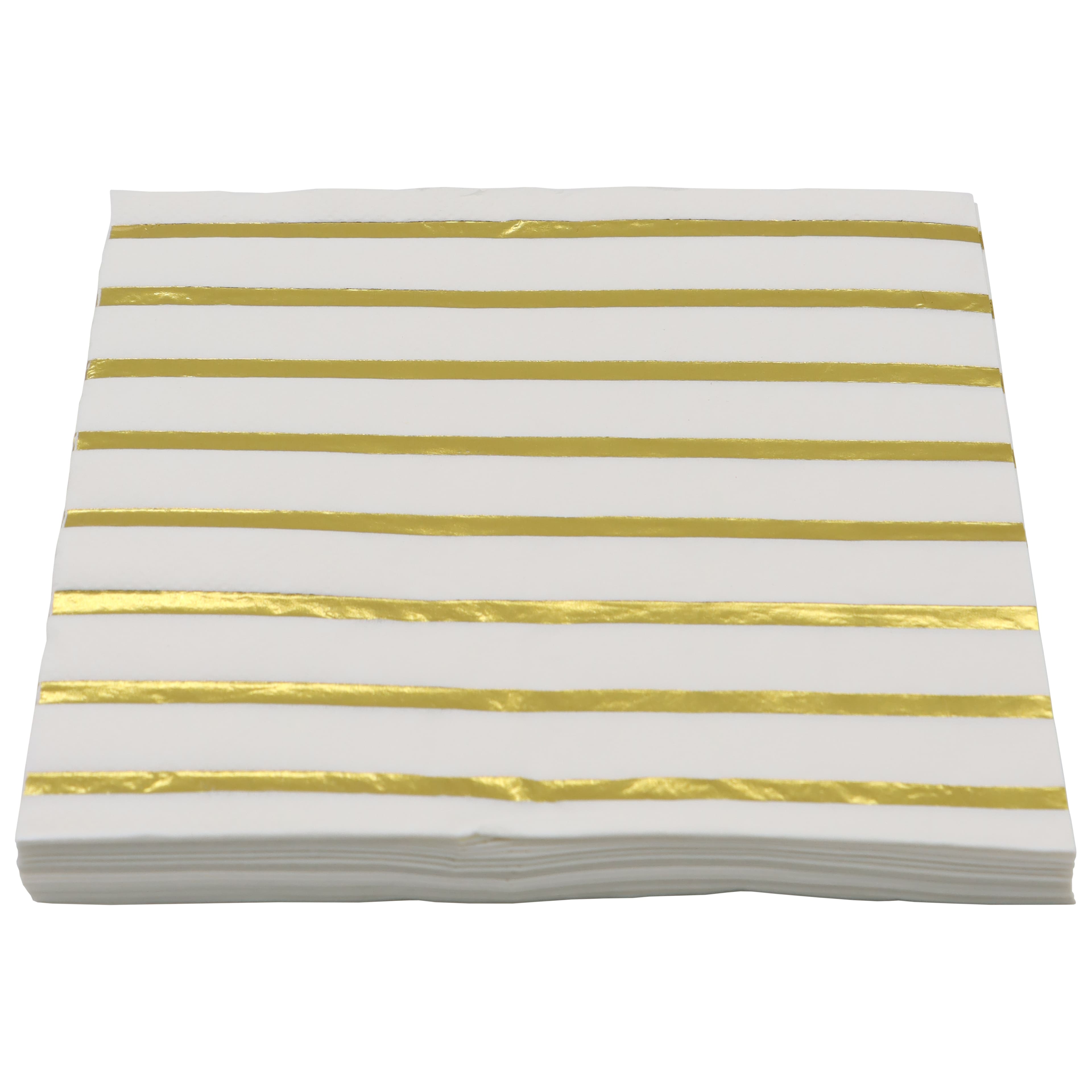 12 Packs: 20 ct. (240 total) Gold Stripes Lunch Napkins by Celebrate It™