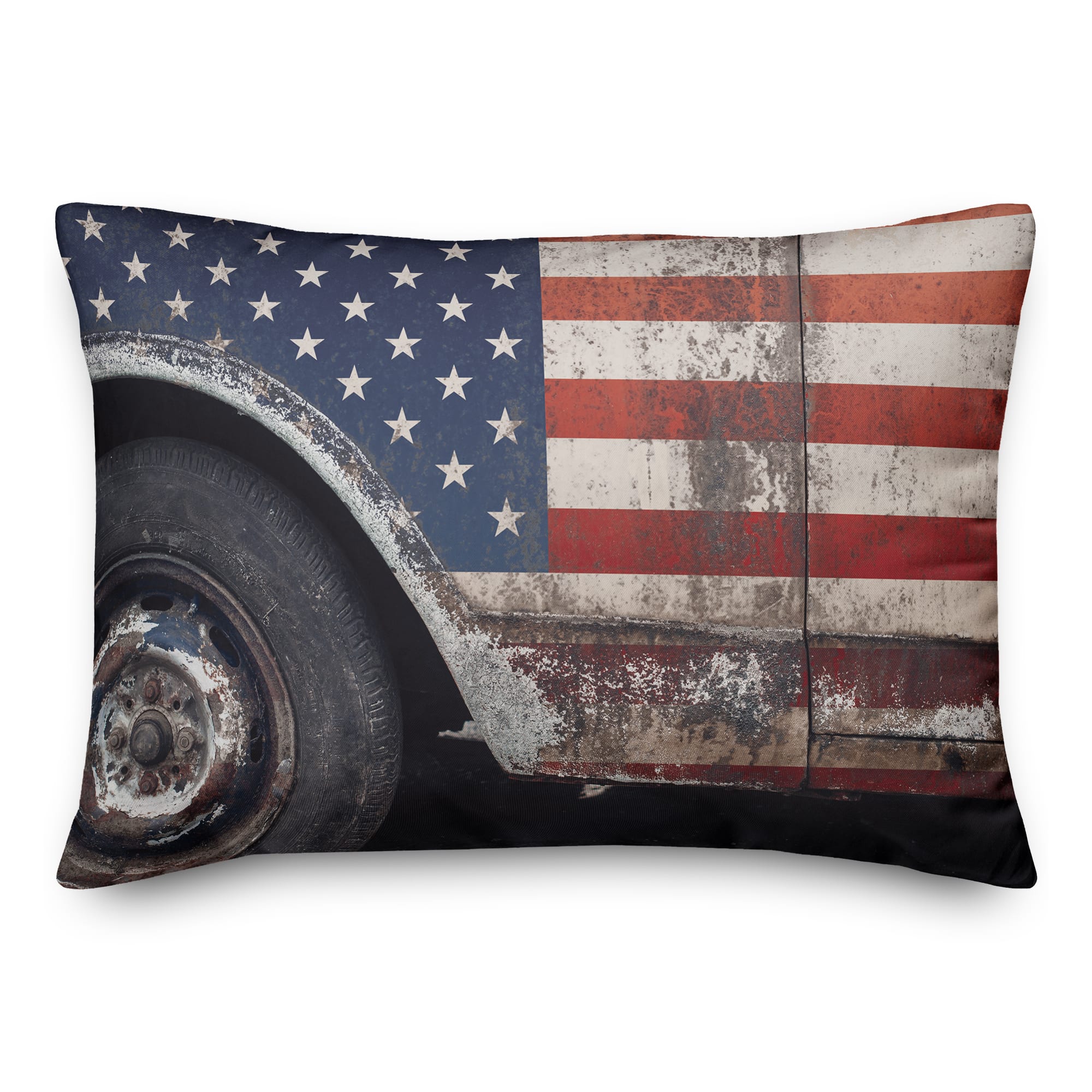 American Flag Pattern Truck Throw Pillow
