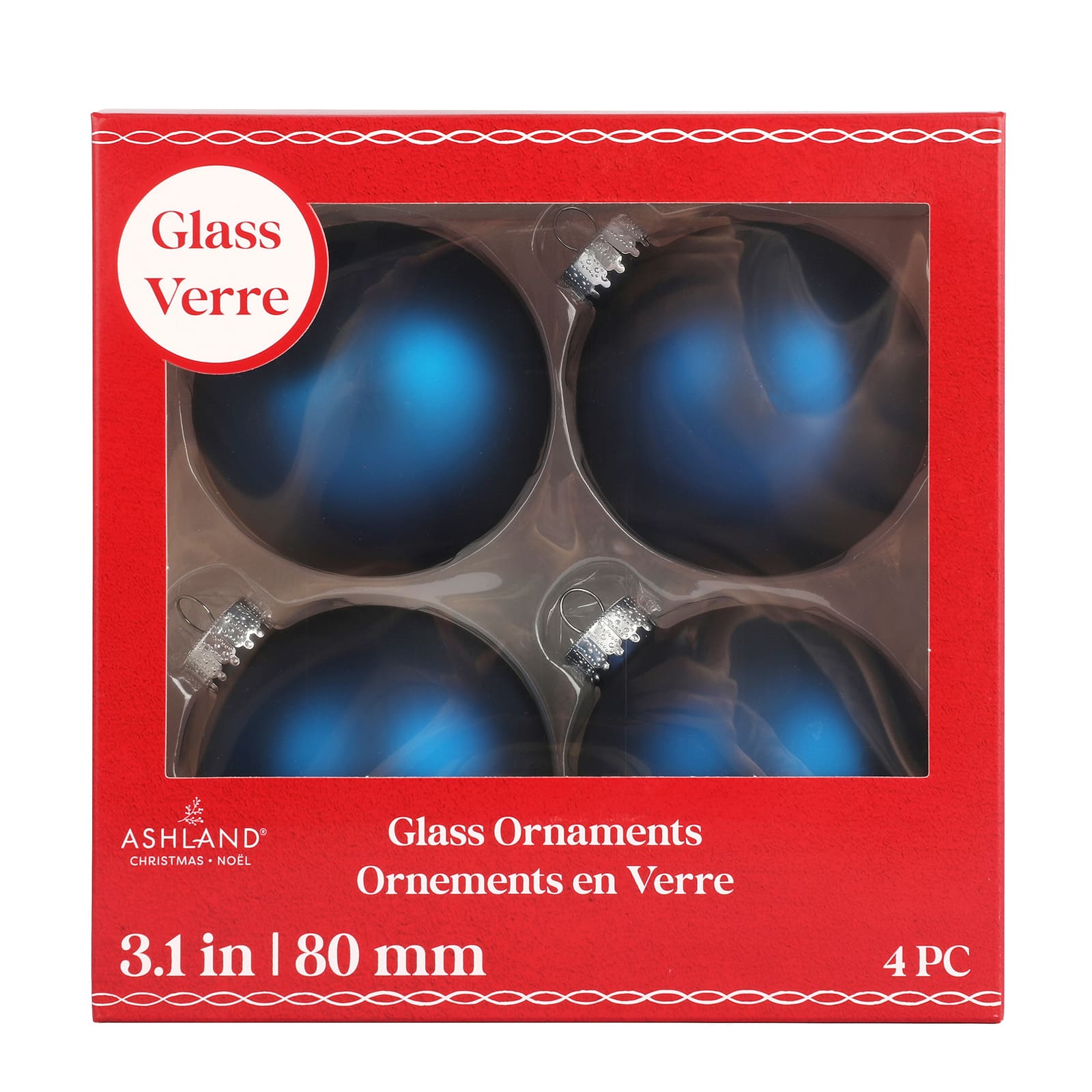 4 Pack 3.1" Satin Glass Ball Ornaments by Ashland